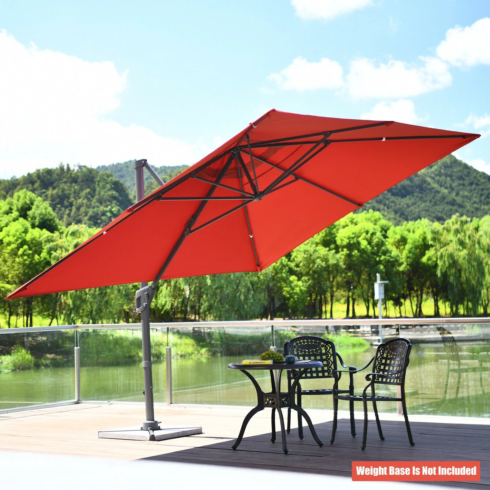 10x13 Feet Rectangular Cantilever Umbrella, 360° Rotation, Orange - Image 8