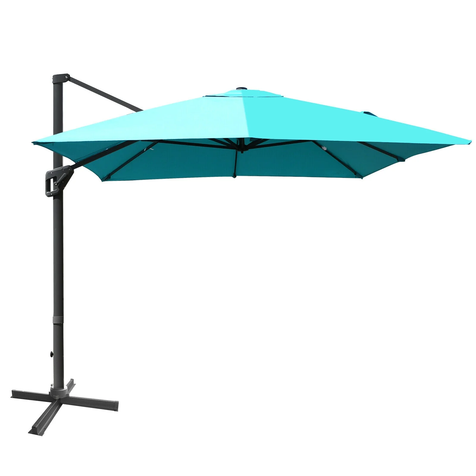10x13 Feet Rectangular Cantilever Umbrella, 360° Rotation, Turquoise - Image 4