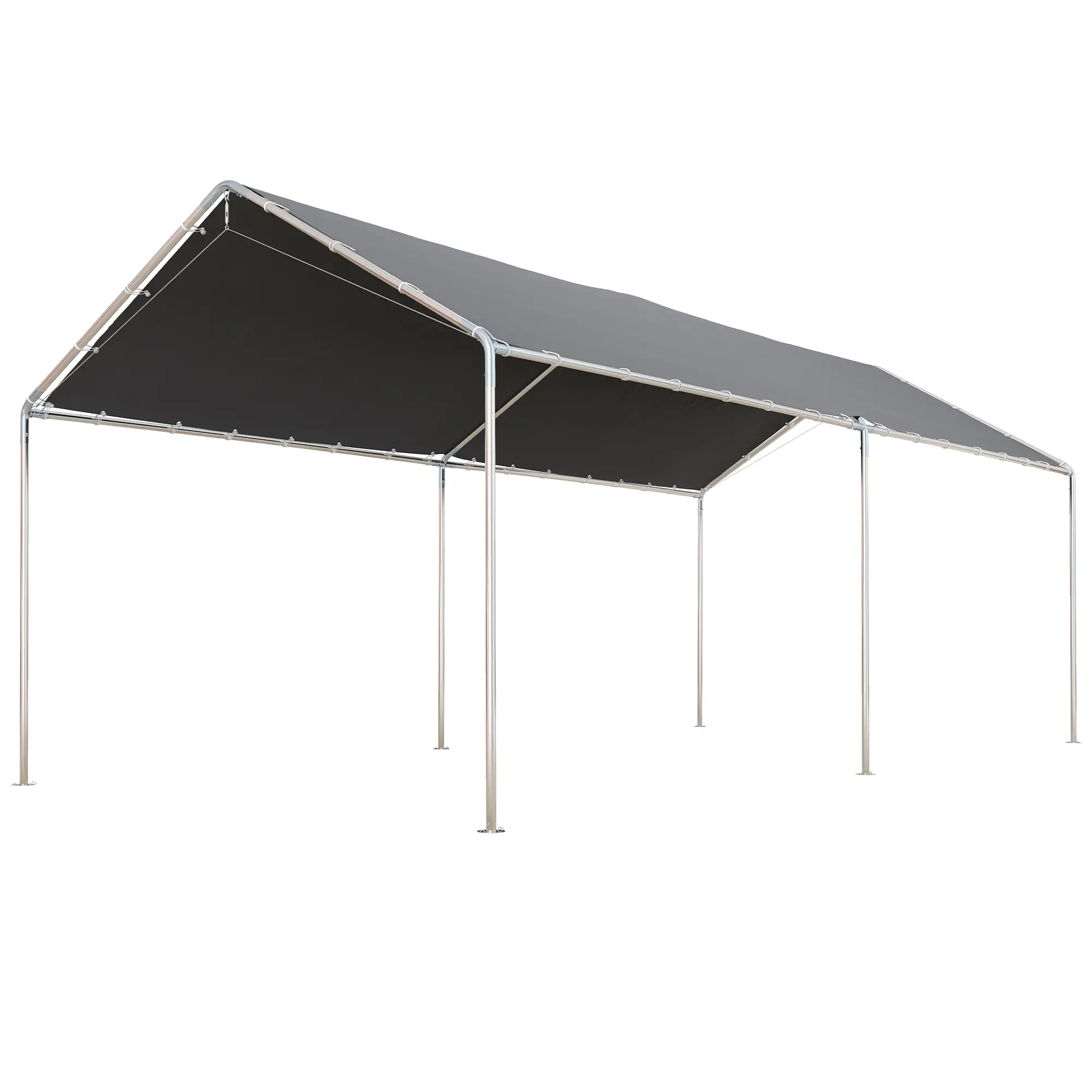 10'x20' Heavy Duty Galvanized Carport Canopy, Anchor Kit, Grey - Image 11