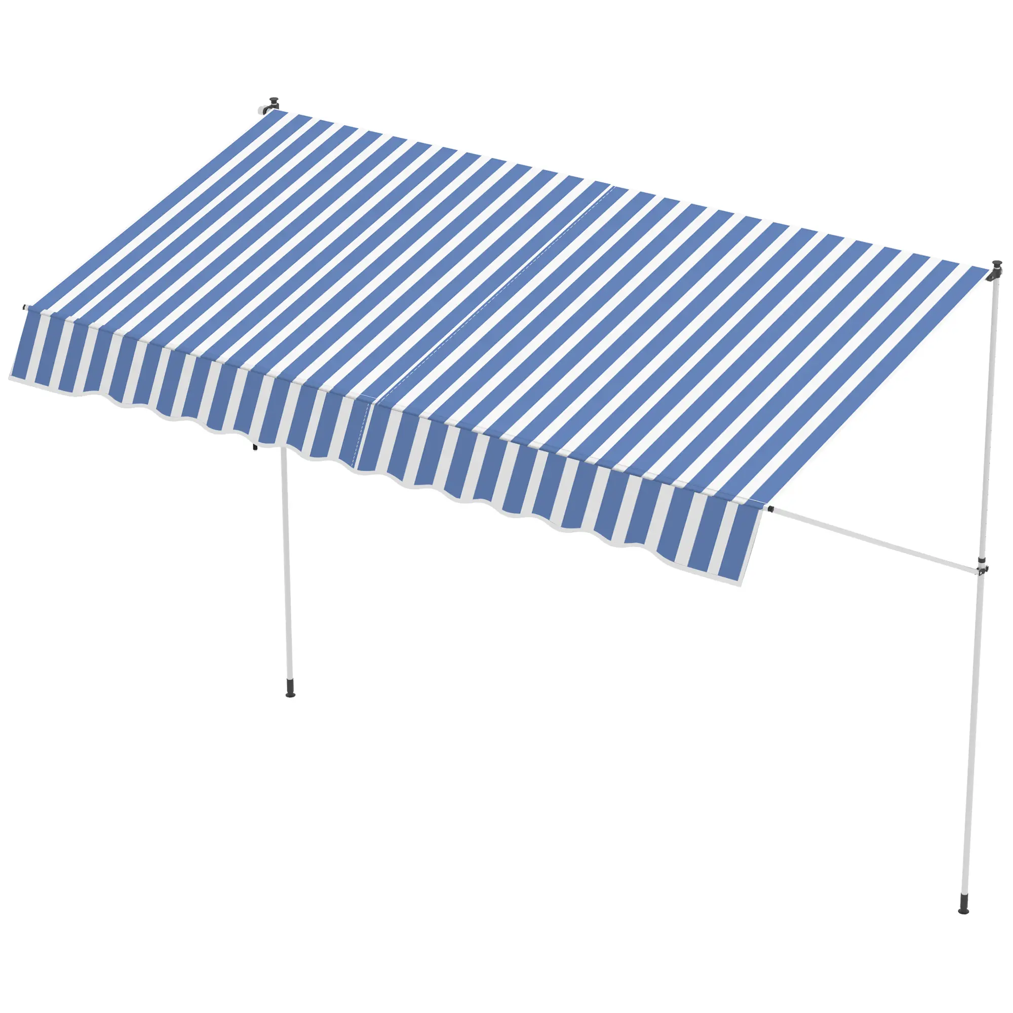 10x5ft Manual Retractable Awning, Patio Sun Shade, Water Resistant, Blue - Image 11