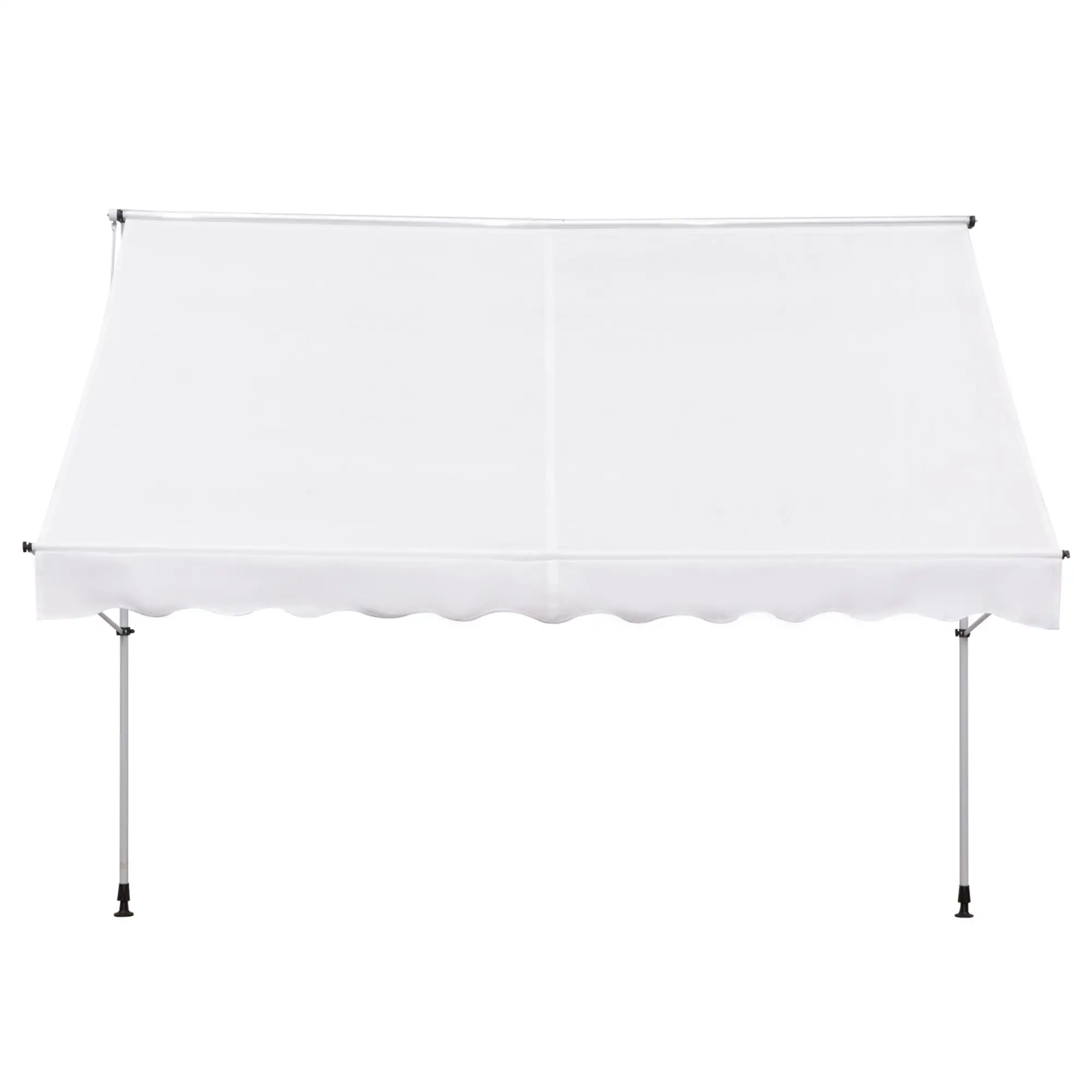 10x5ft Manual Retractable Awning, Patio Sun Shade, Water Resistant, White - Image 11