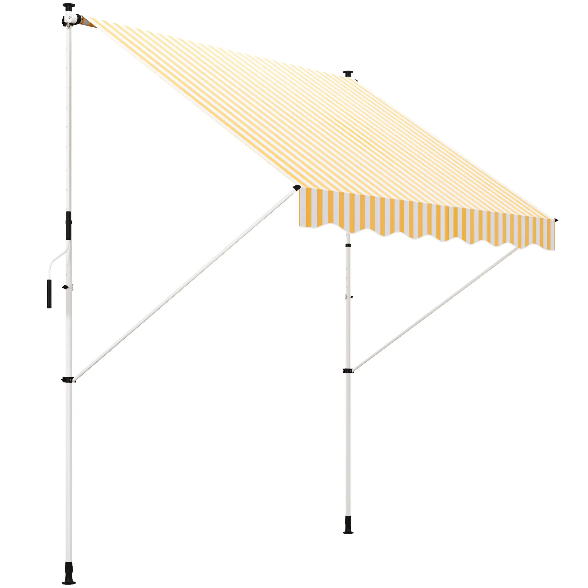 10x5ft Manual Retractable Awning, Sun Shade Canopy, Water Resistant, Yellow