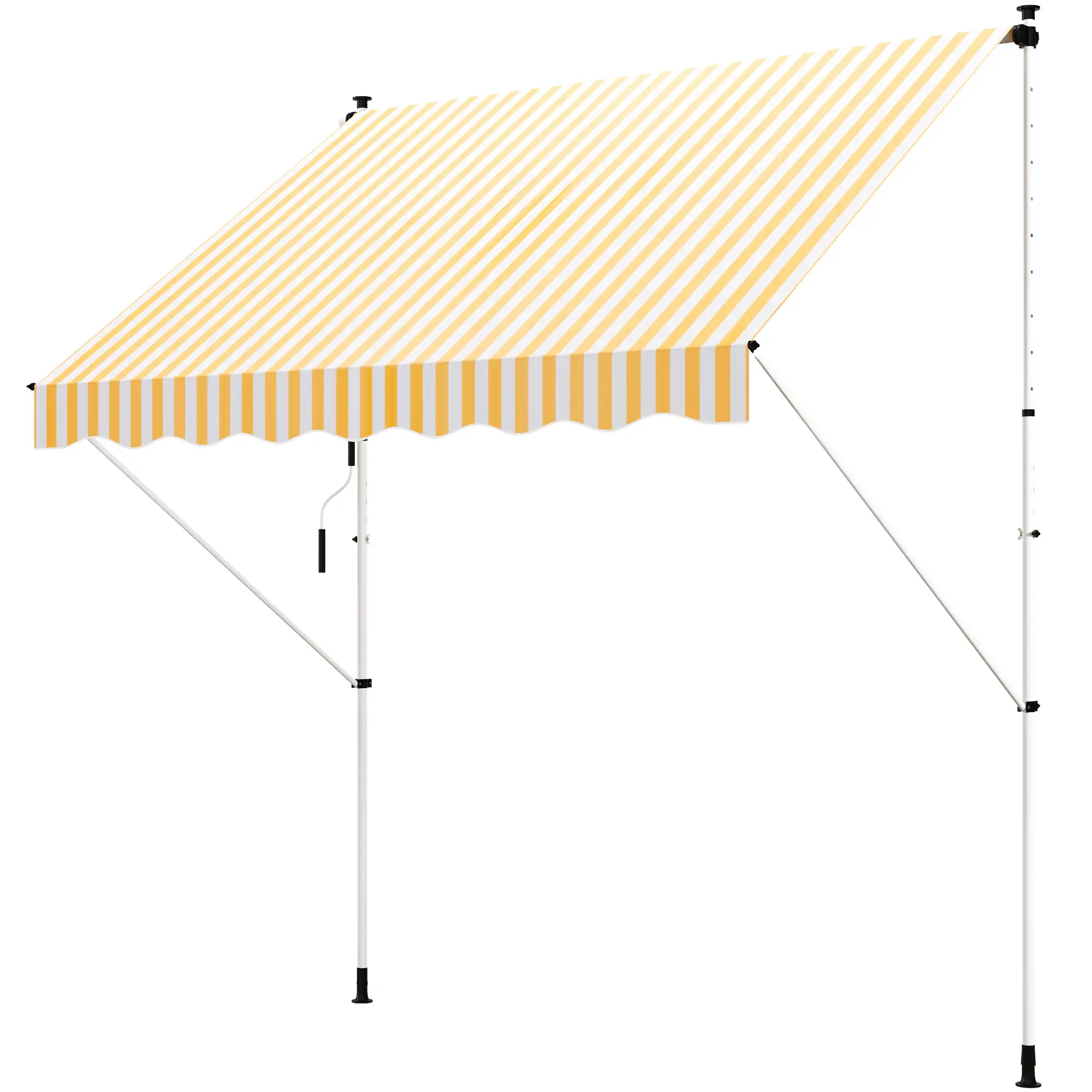 10x5ft Manual Retractable Awning, Sun Shade Canopy, Water Resistant, Yellow - Image 11