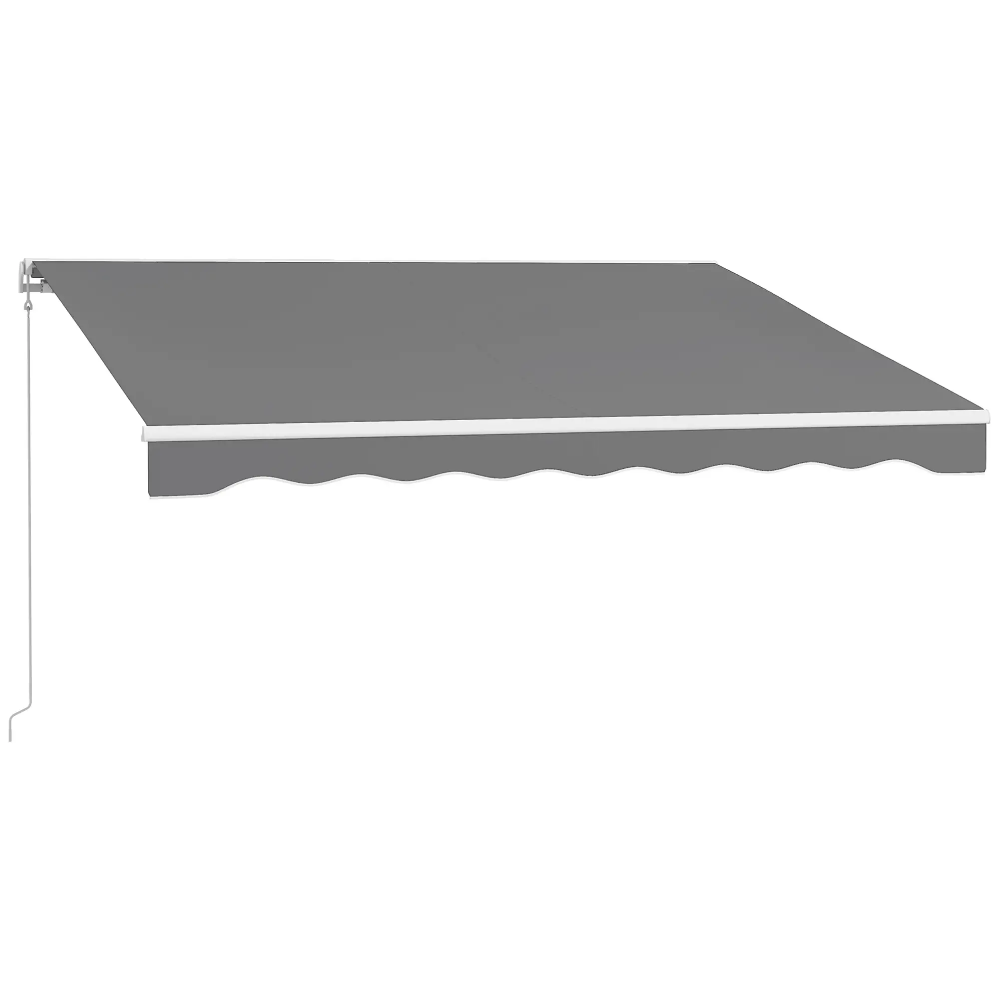 10'x8' Retractable Awning, Remote, Crank Handle, Aluminum Frame, Light Grey