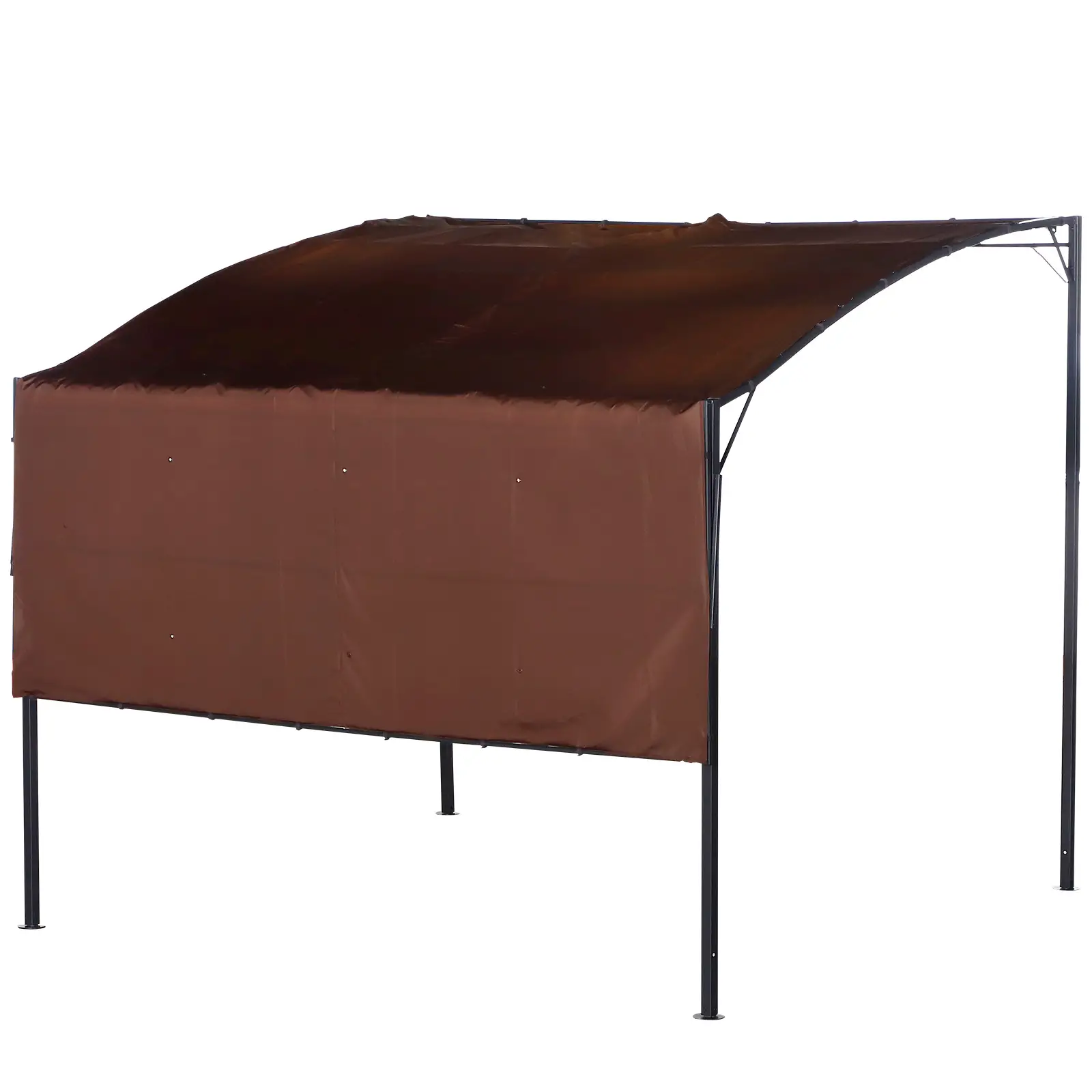 10x8ft Metal Gazebo, Extendable Side Awning, Outdoor Shelter, Brown