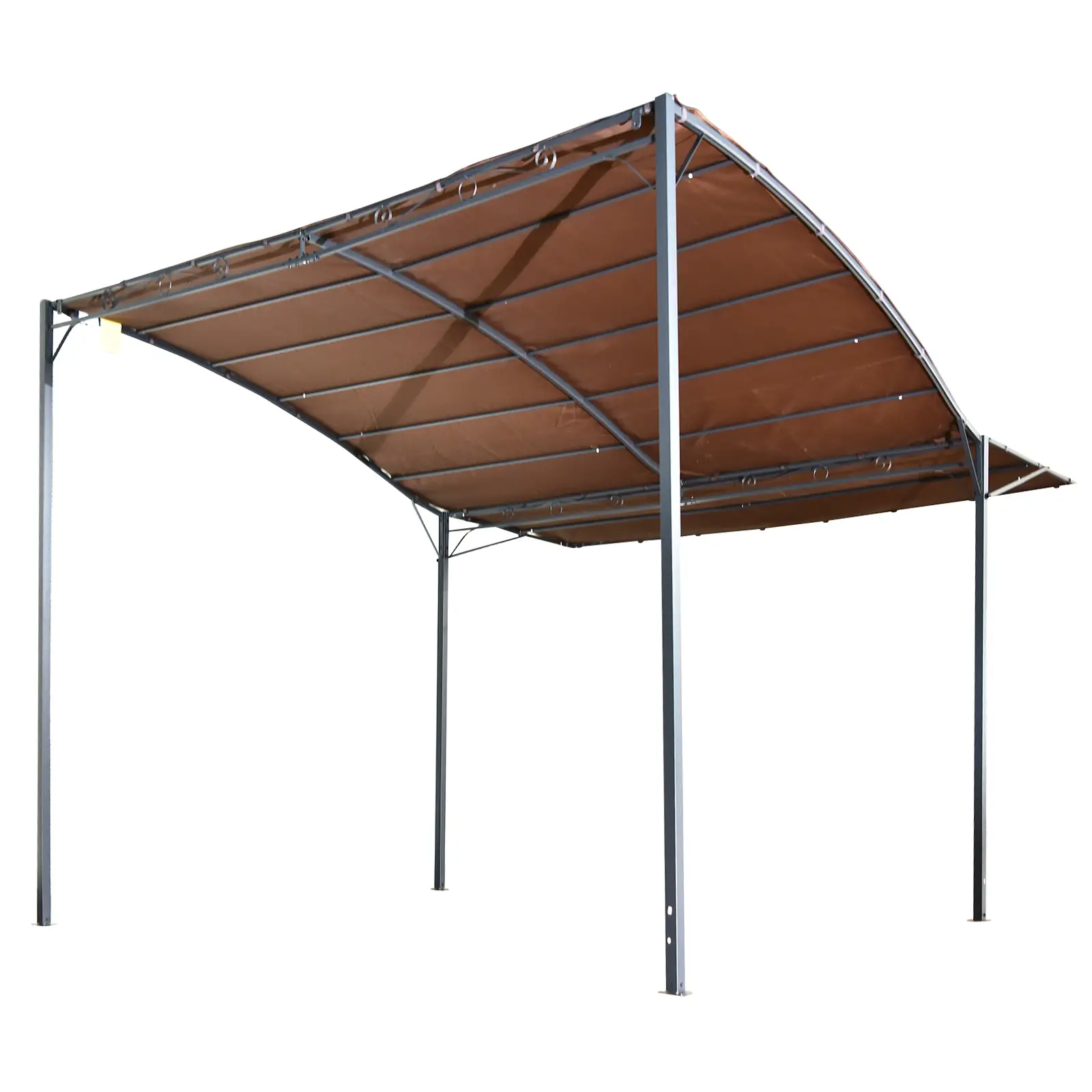10x8ft Metal Gazebo, Extendable Side Awning, Outdoor Shelter, Brown - Image 11