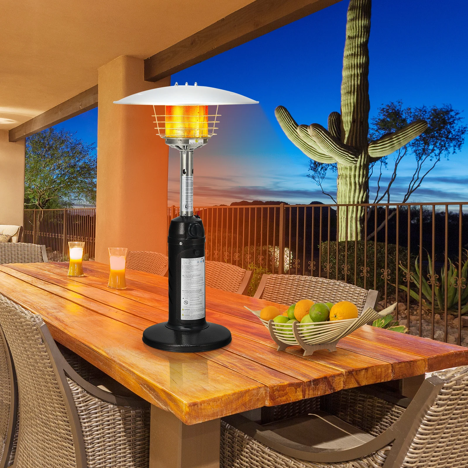 11,000 BTU Portable Tabletop Propane Patio Heater, Black - Image 3