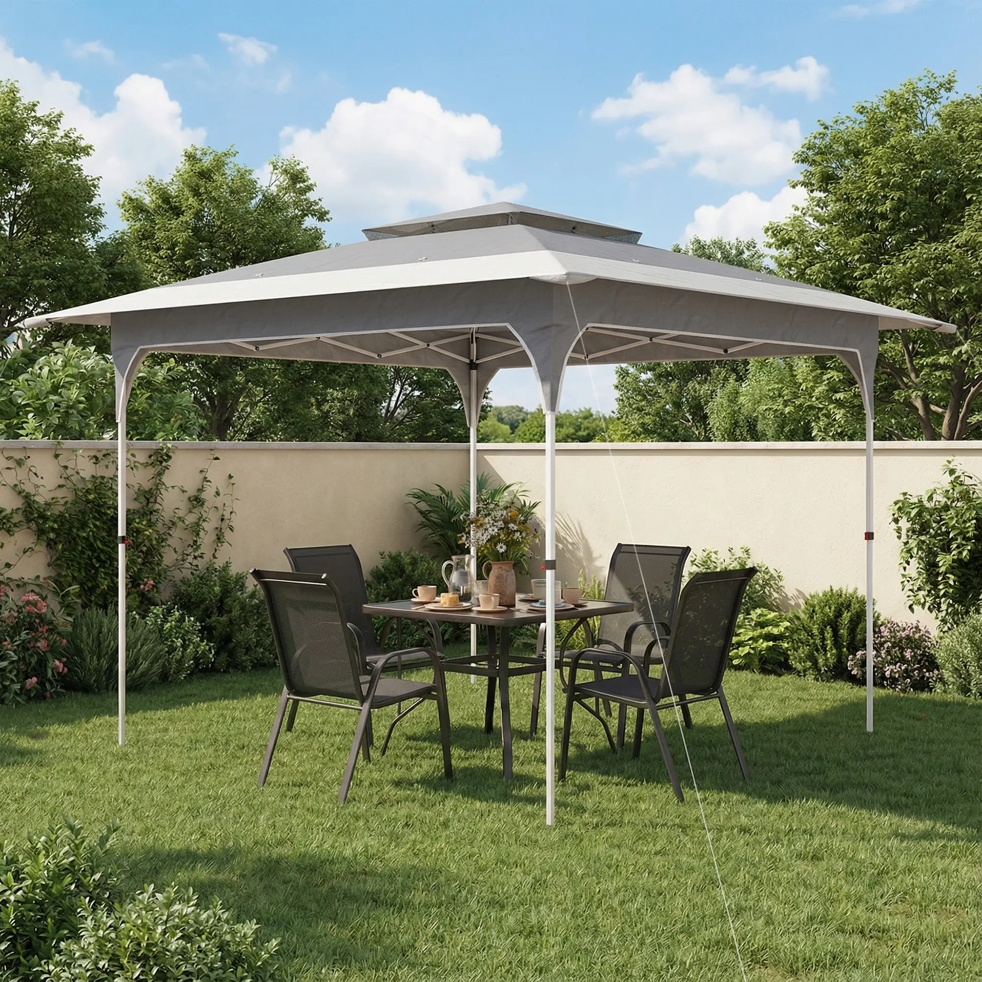 11.5 x 11.5 ft Pop Up Canopy Tent, 1-Button Setup, UPF 50+, Carry Bag, Dark Grey - Image 8