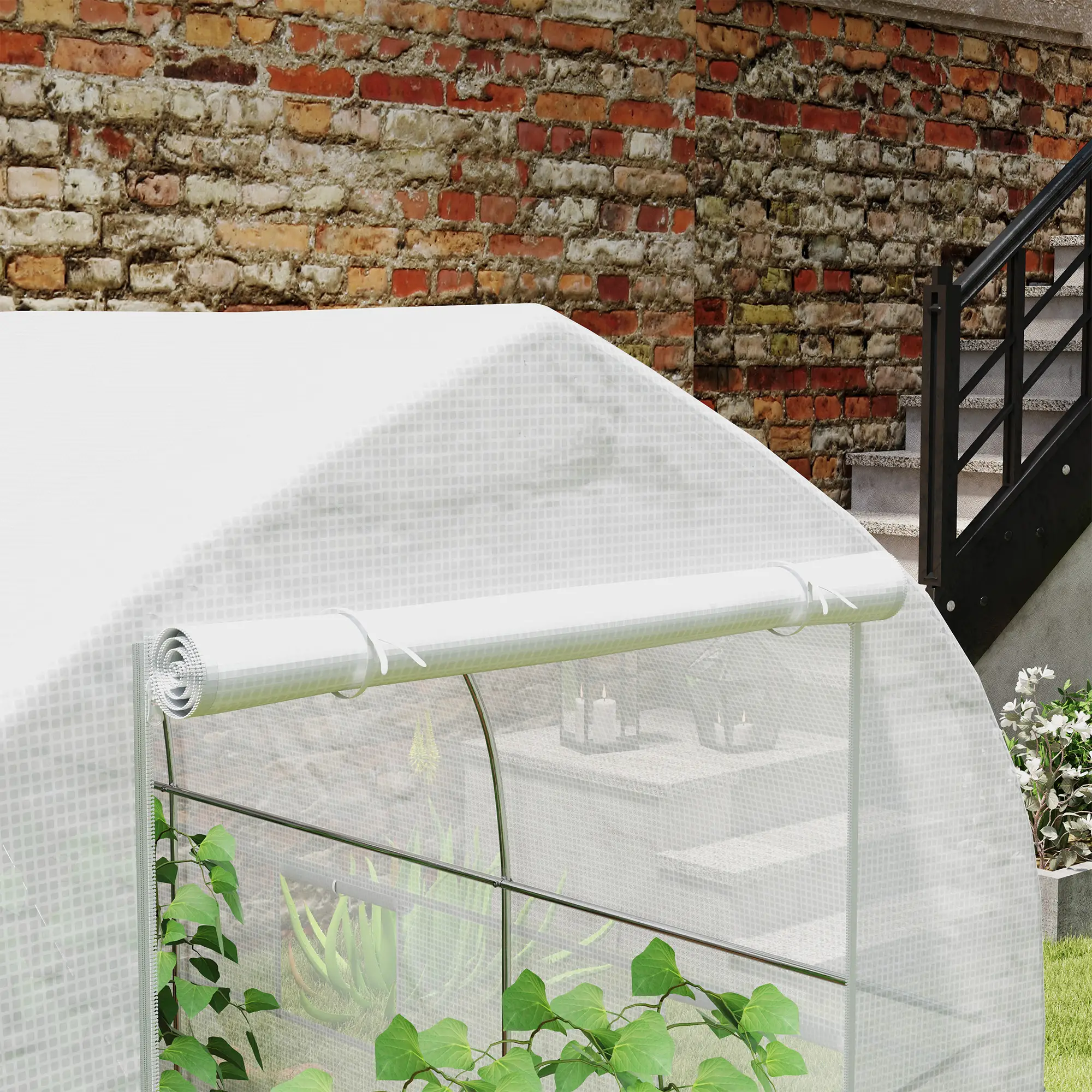 11.5' x 6.6' x 6.6' Portable Walk-In Greenhouse, White - Image 10