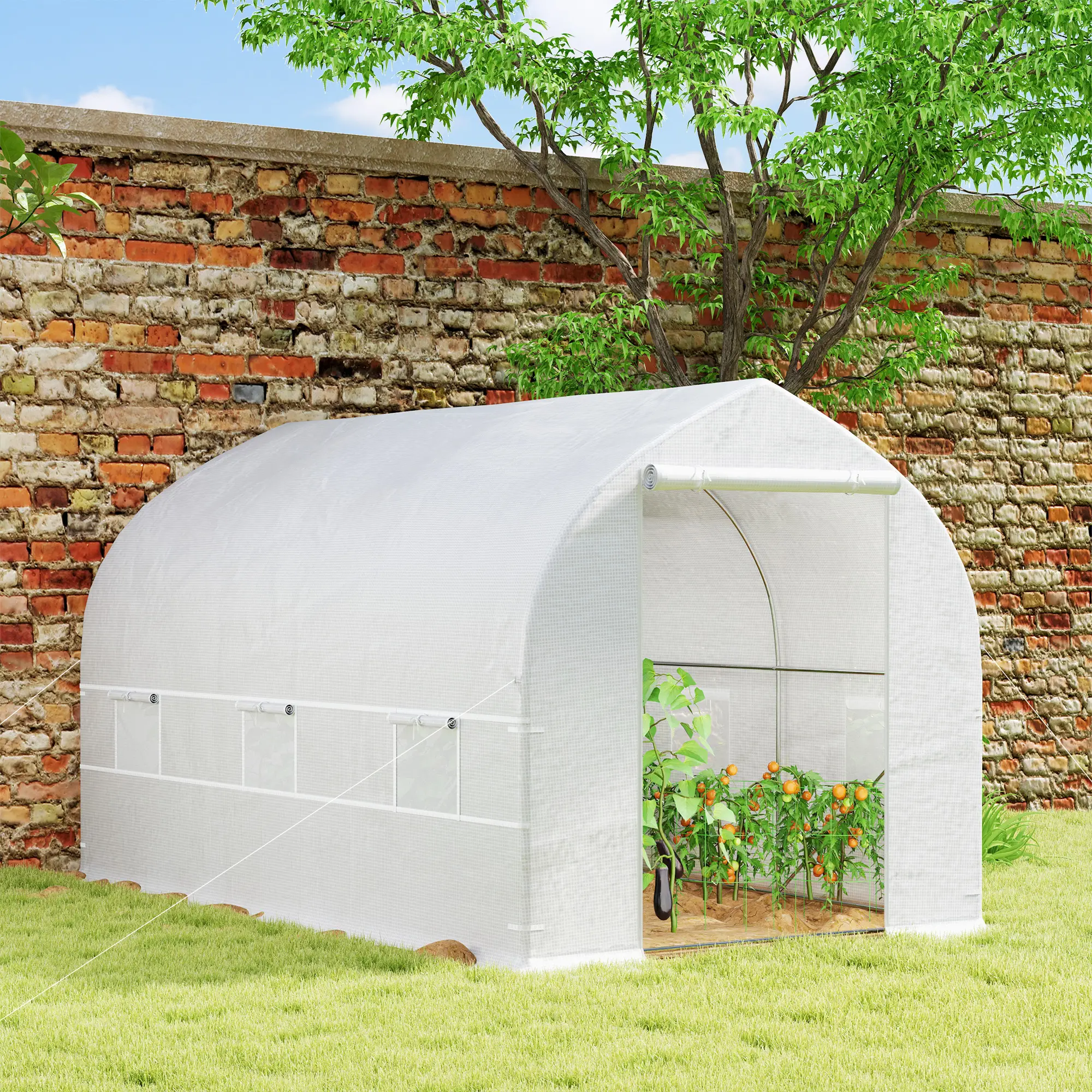 11.5' x 6.6' x 6.6' Portable Walk-In Greenhouse, White - Image 2