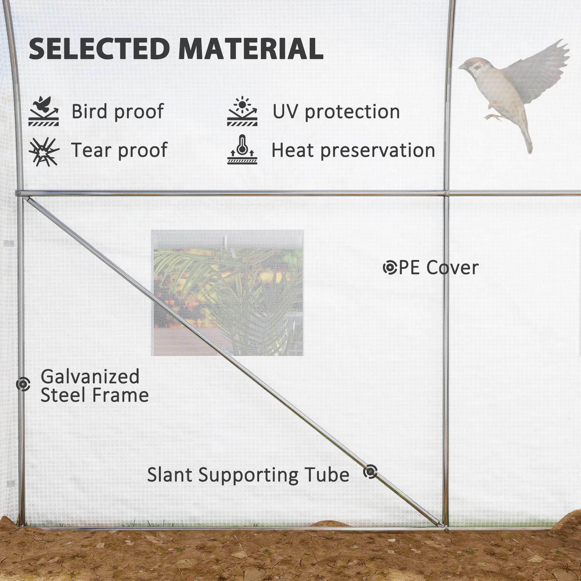 11.5' x 6.6' x 6.6' Portable Walk-In Greenhouse, White - Image 4