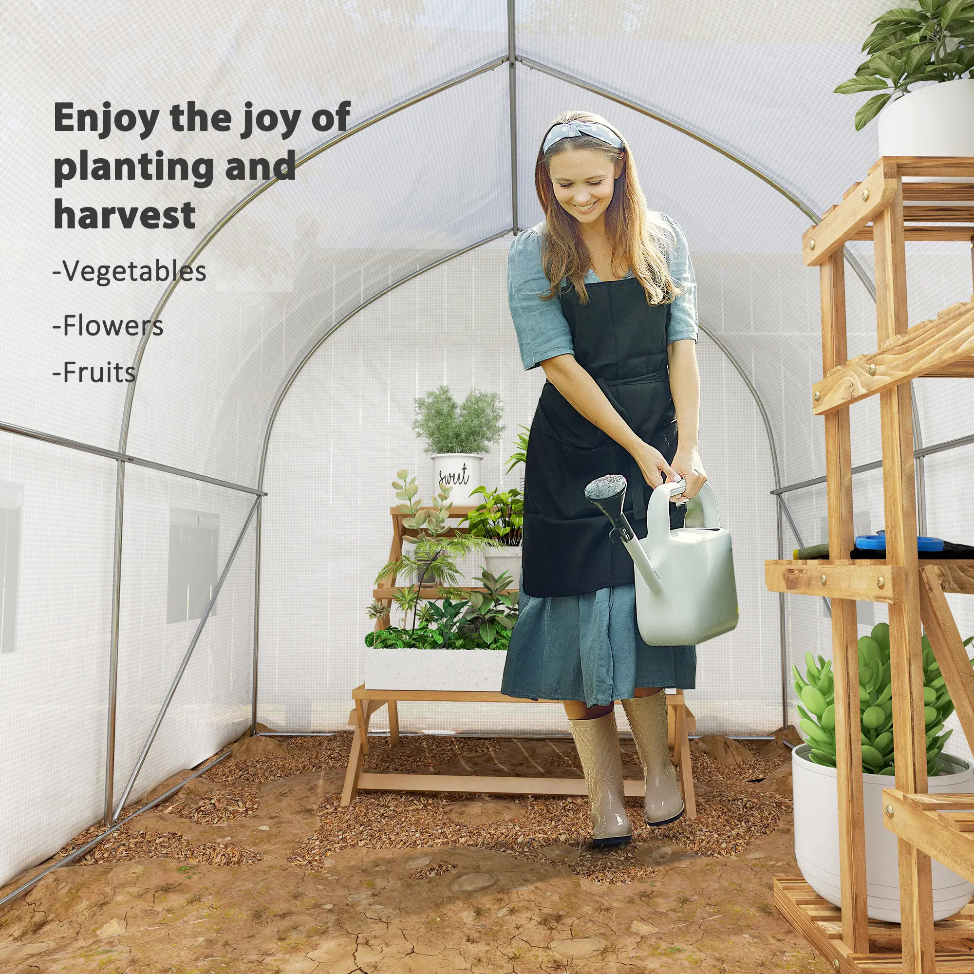 11.5' x 6.6' x 6.6' Portable Walk-In Greenhouse, White - Image 7