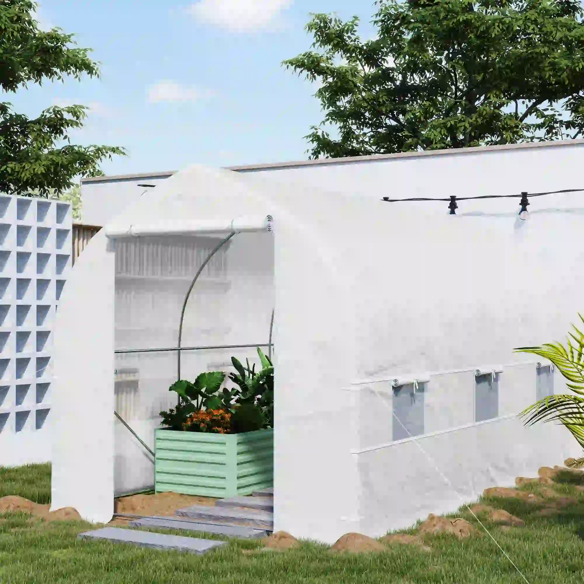 11.5' x 6.6' x 6.6' Portable Walk-In Greenhouse, White - Image 8