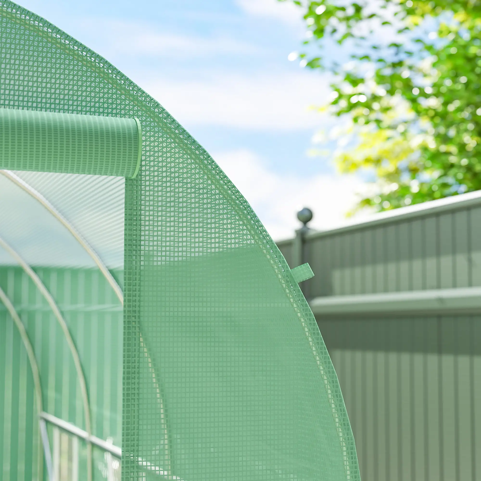 11.5' x 6.6' x 6.6' Walk-in Greenhouse, PE Cover, Roll Up Door, Windows, Green - Image 10