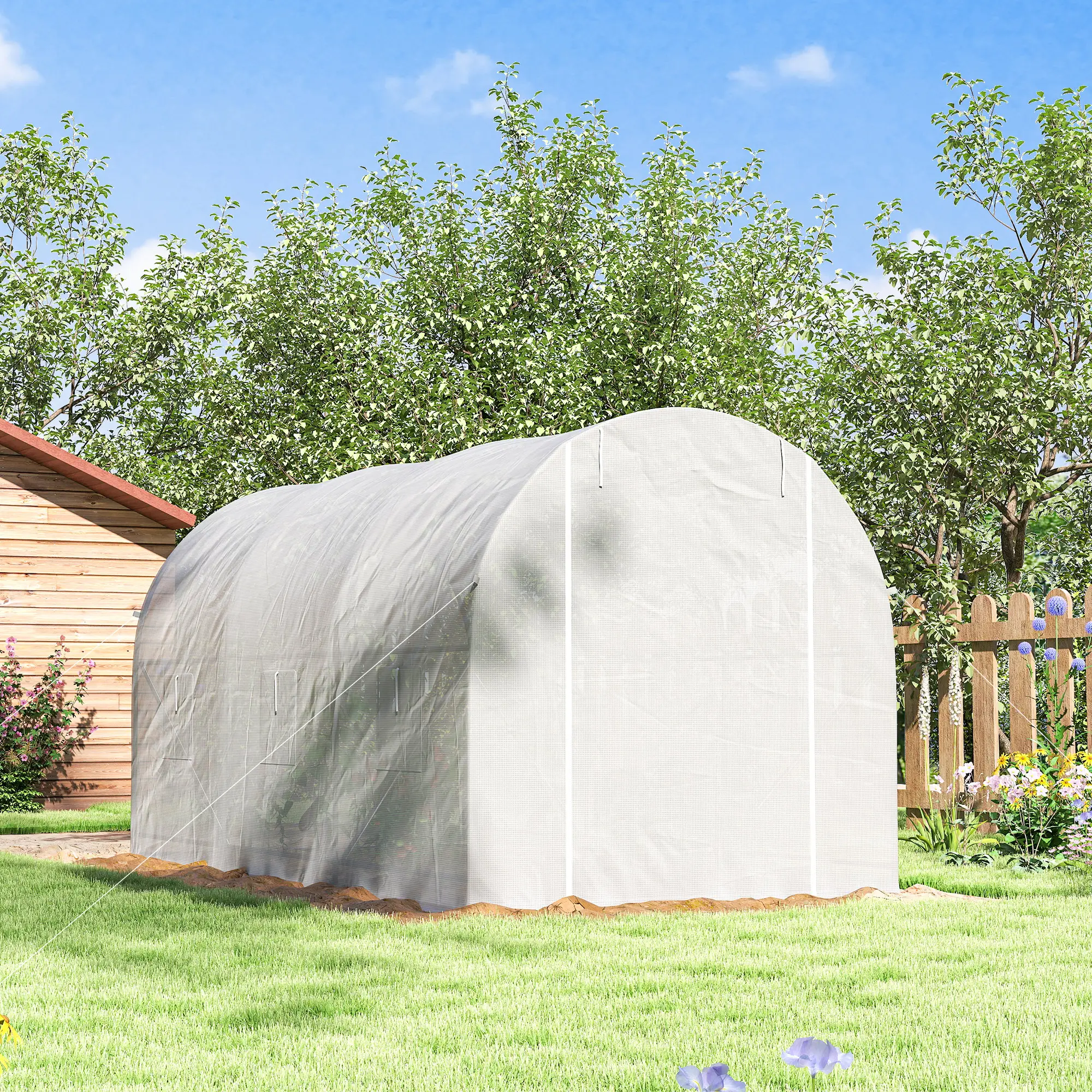 11.5x6.6x6.6ft Walk-In Greenhouse, Portable Garden Plant House, White - Image 10
