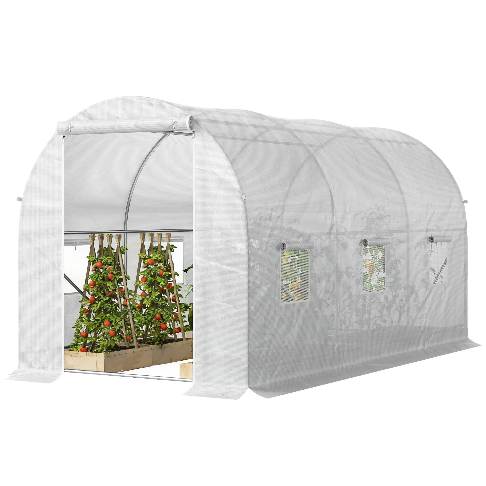 11.5x6.6x6.6ft Walk-In Greenhouse, Portable Garden Plant House, White - Image 11