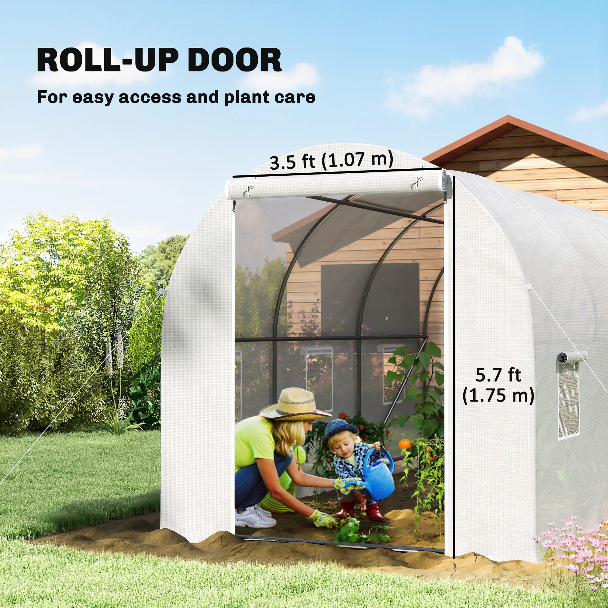 11.5x6.6x6.6ft Walk-In Greenhouse, Portable Garden Plant House, White - Image 4