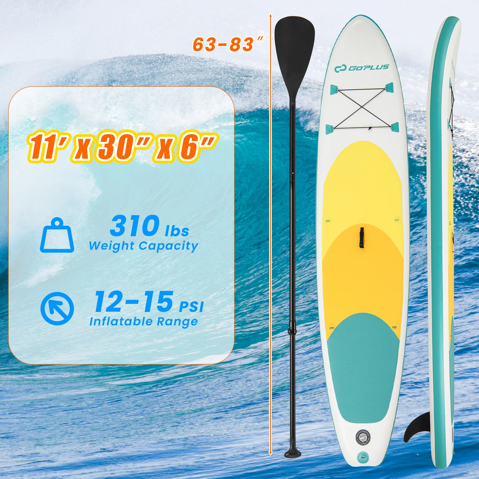 11 Feet Inflatable Stand Up Paddle Board, L - Image 5