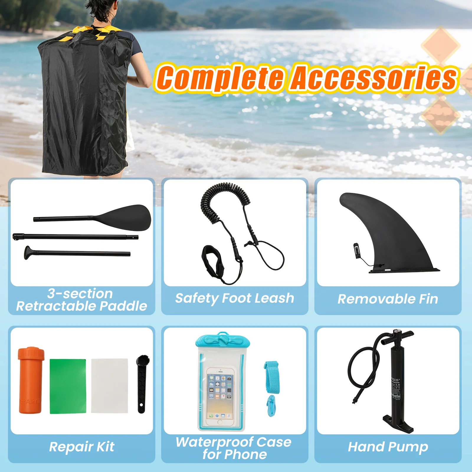 11 Feet Inflatable Stand Up Paddle Board, L - Image 8