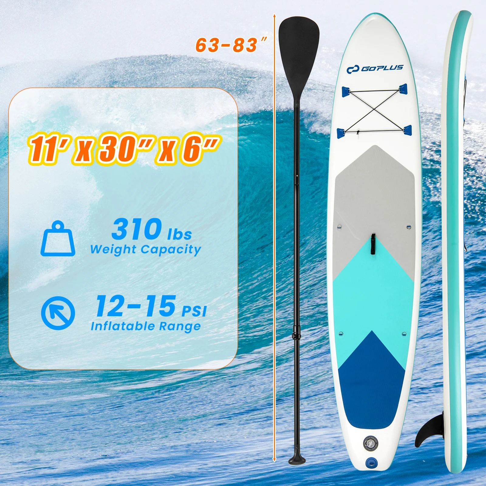 11 Feet Inflatable Stand Up Paddle Board With Accessories, L - Image 5