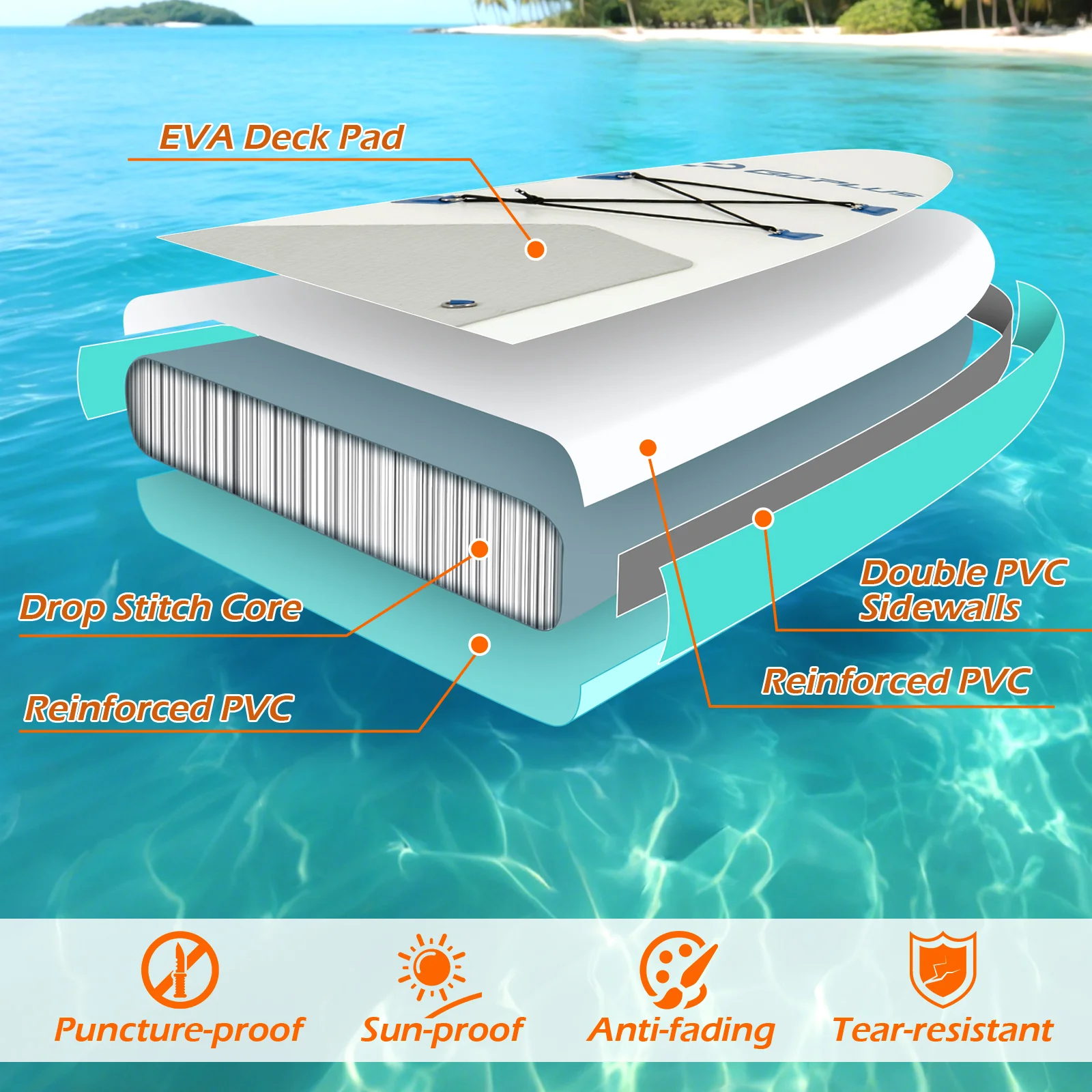 11 Feet Inflatable Stand Up Paddle Board With Accessories, L - Image 7