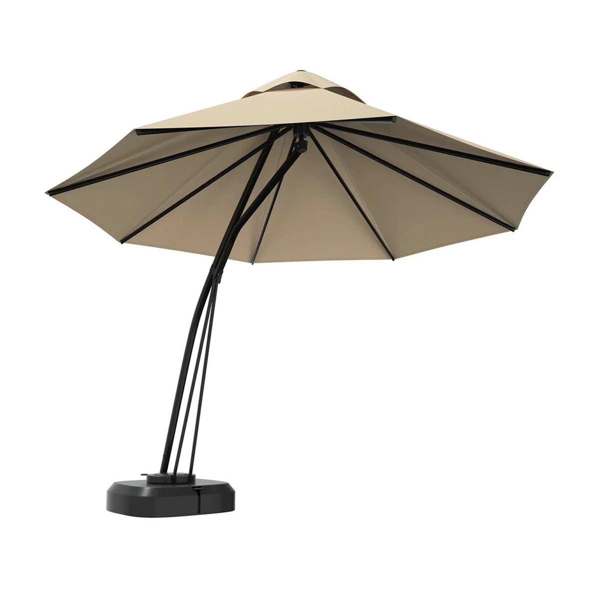 11 Feet Outdoor Cantilever Hanging Umbrella, Beige