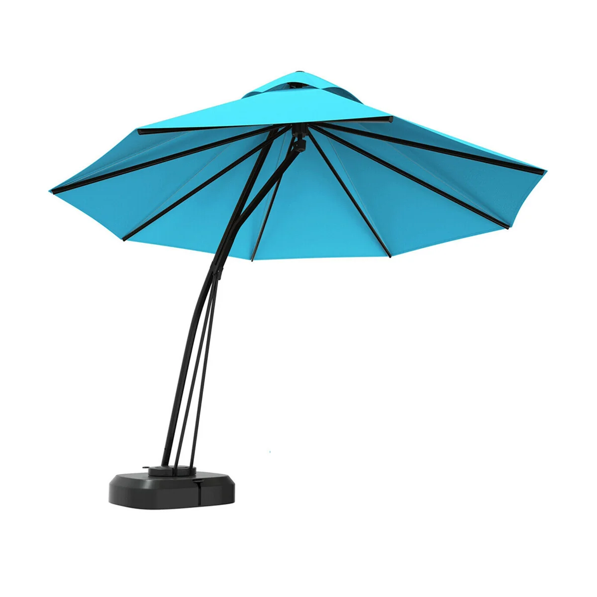 11 Feet Outdoor Cantilever Hanging Umbrella, Turquoise - Image 4