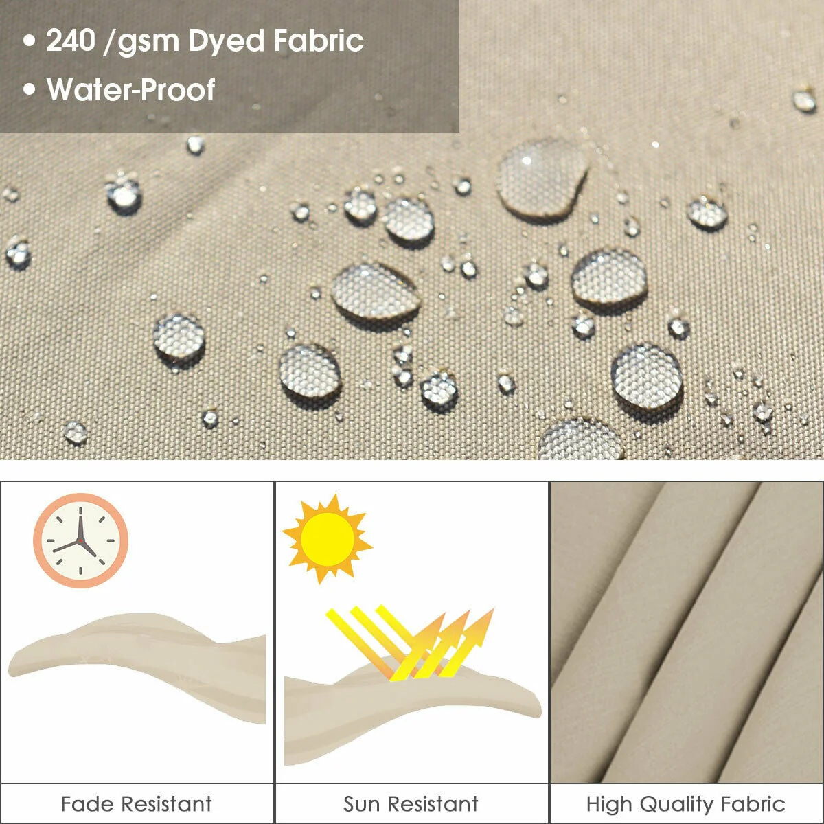 11 Feet Patio Offset Cantilever Umbrella, 360 Rotation Aluminum Tilt, Beige - Image 3