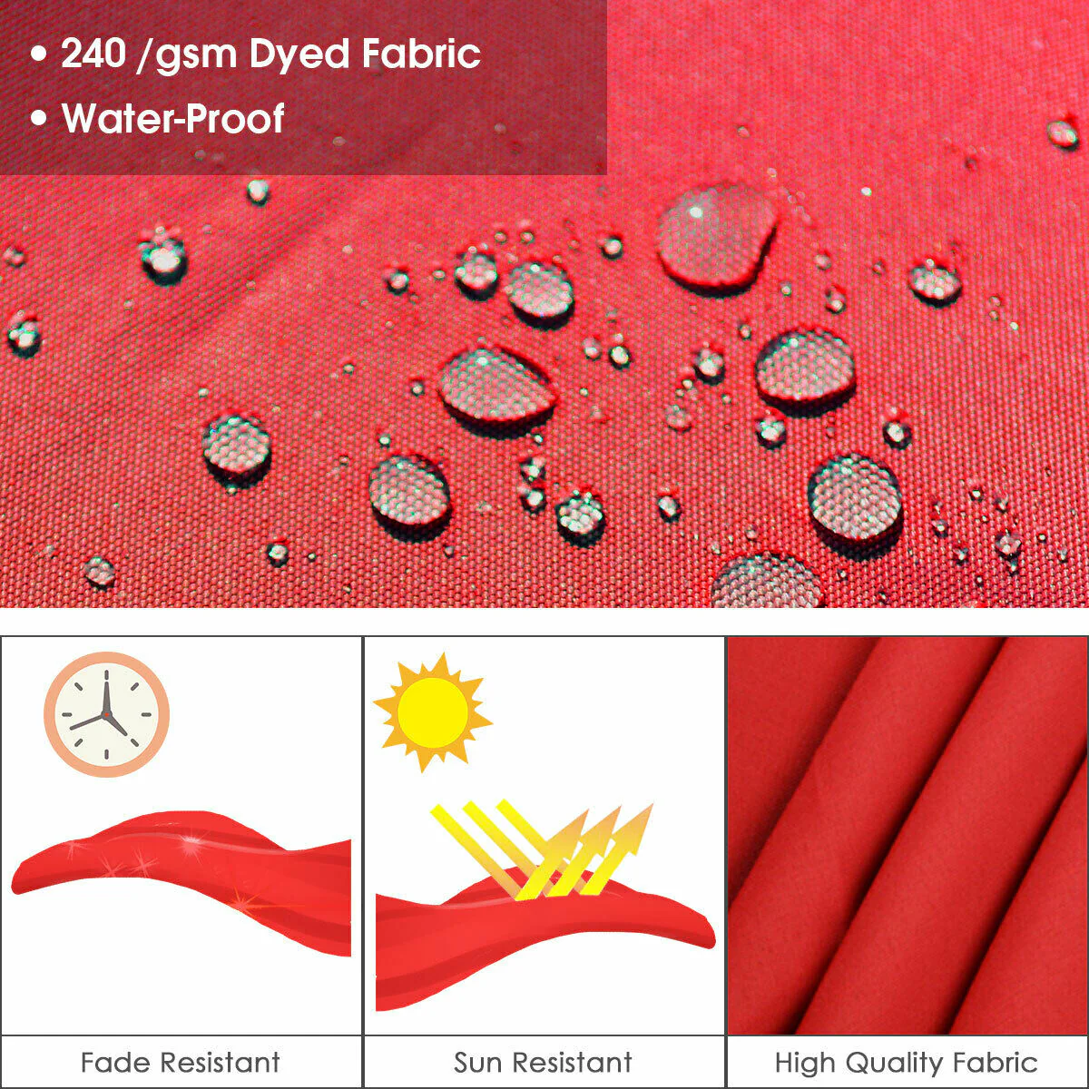 11 Feet Patio Umbrella, 360 Rotation Aluminum Tilt, Red - Image 3