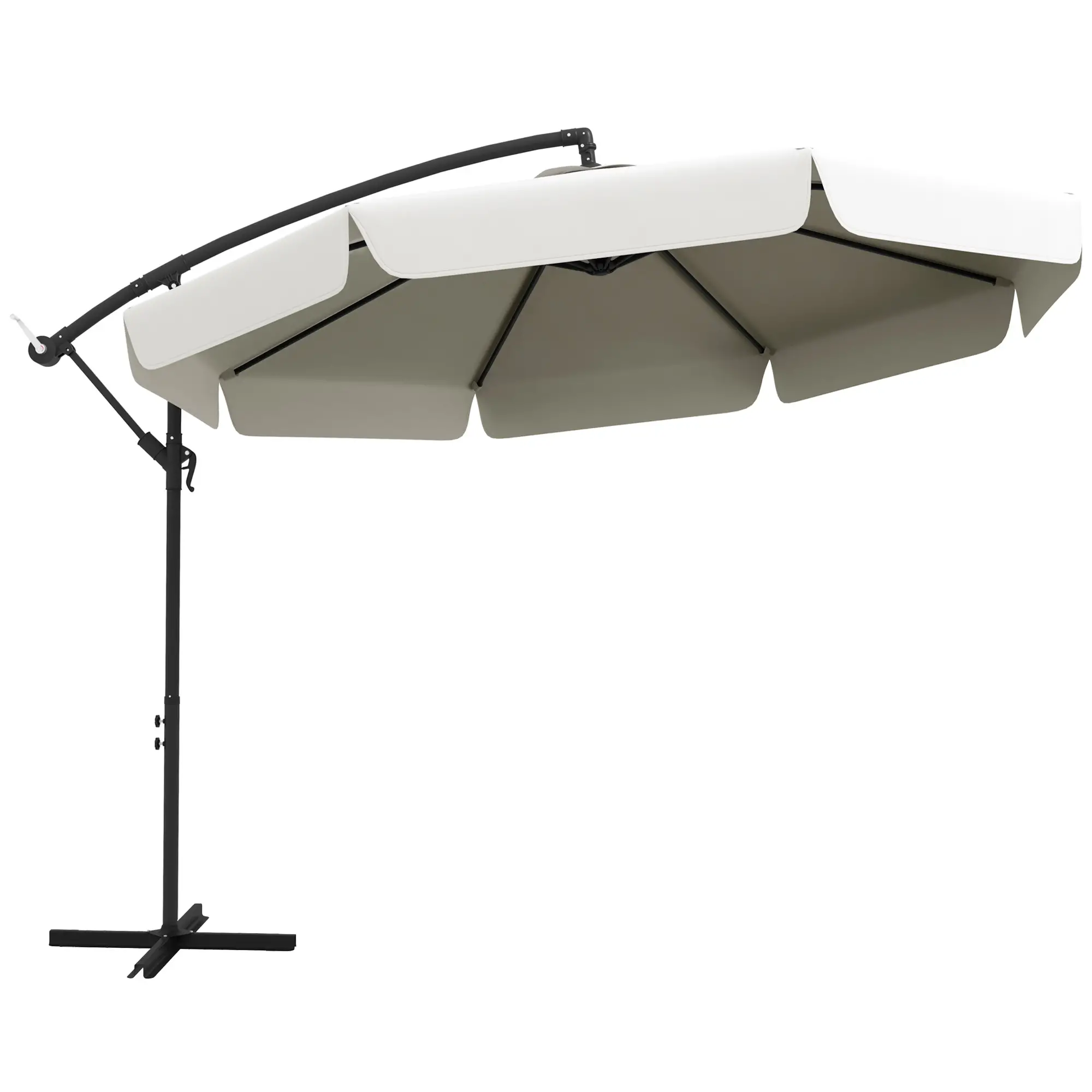 11 FT Cantilever Patio Umbrella, Cross Base, 8 Ribs, Cream White - Image 11