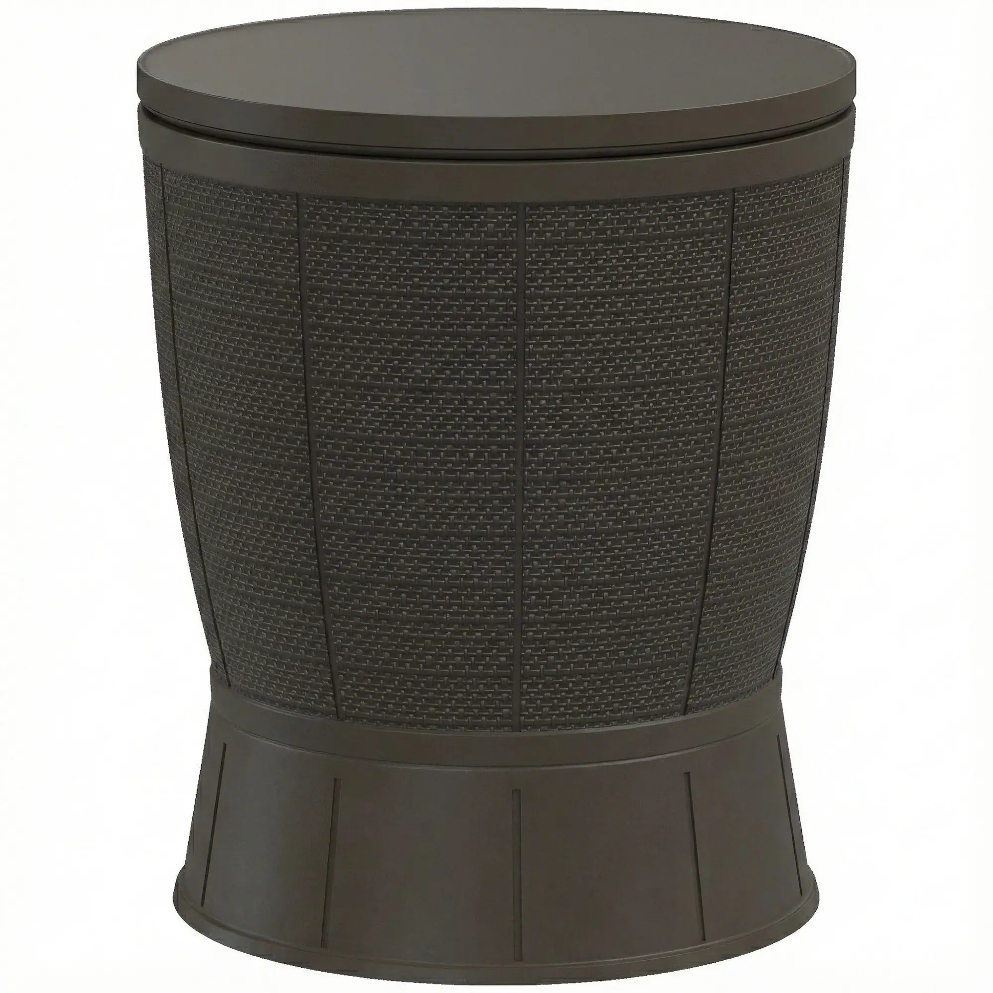 11 Gallon Patio Cooler Side Table, Height Adjustable Top, Drainage Plug, Brown