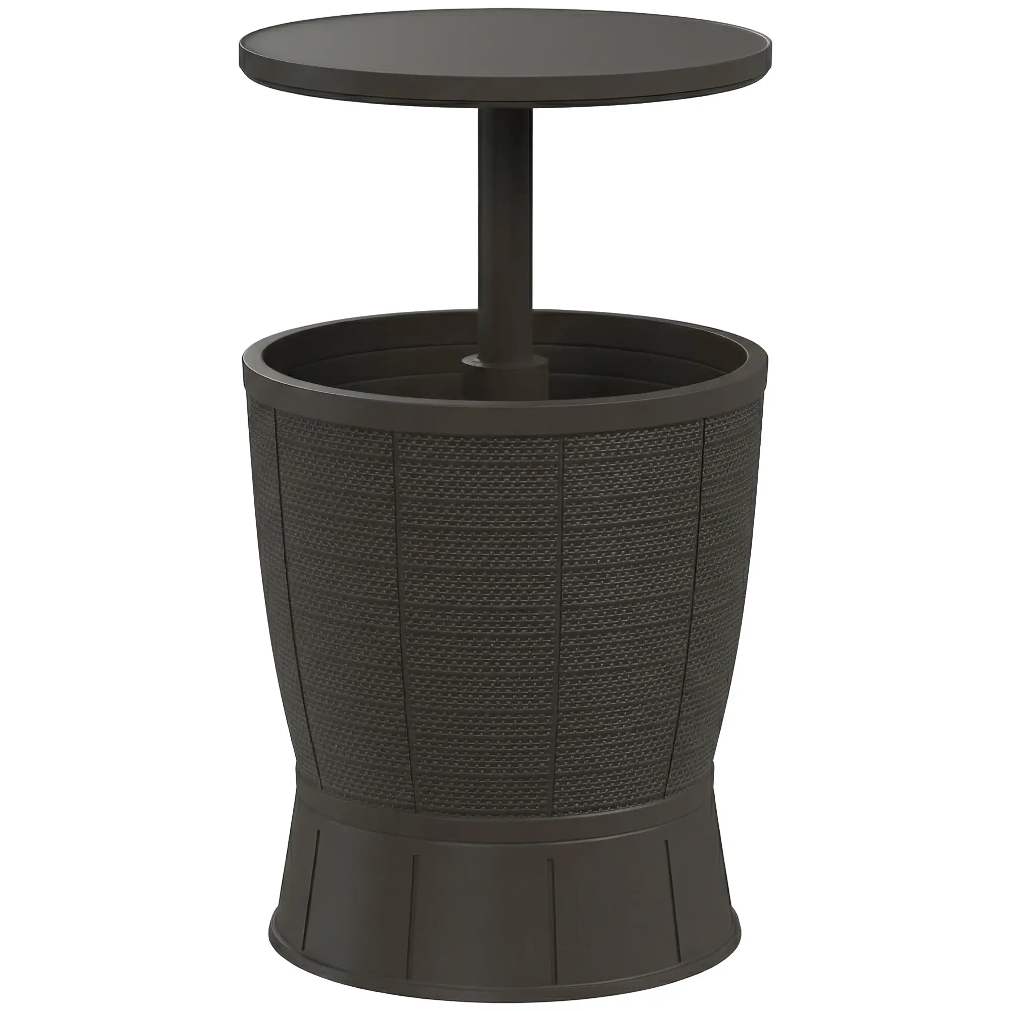 11 Gallon Patio Cooler Side Table, Height Adjustable Top, Drainage Plug, Brown - Image 11