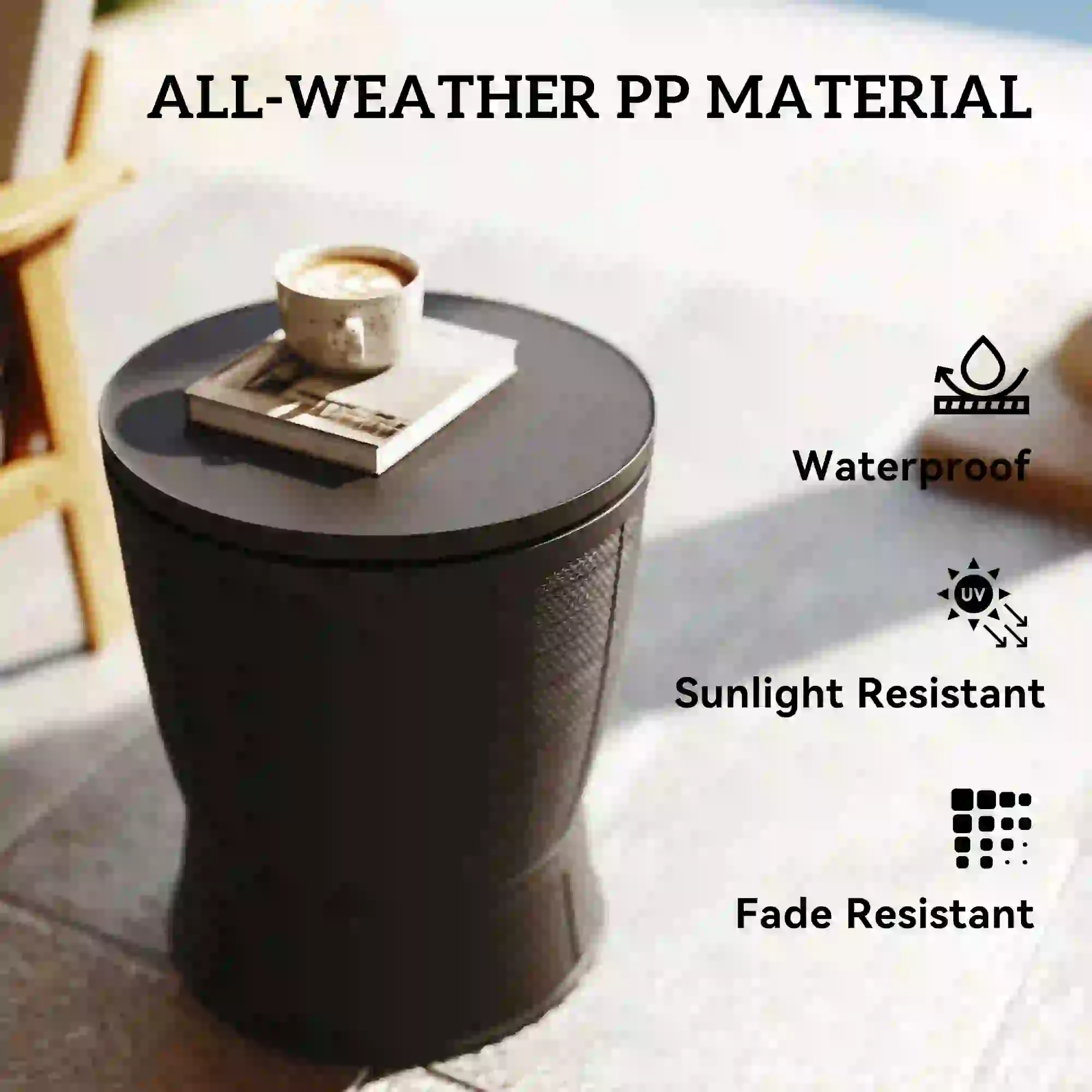 11 Gallon Patio Cooler Side Table, Height Adjustable Top, Drainage Plug, Brown - Image 7