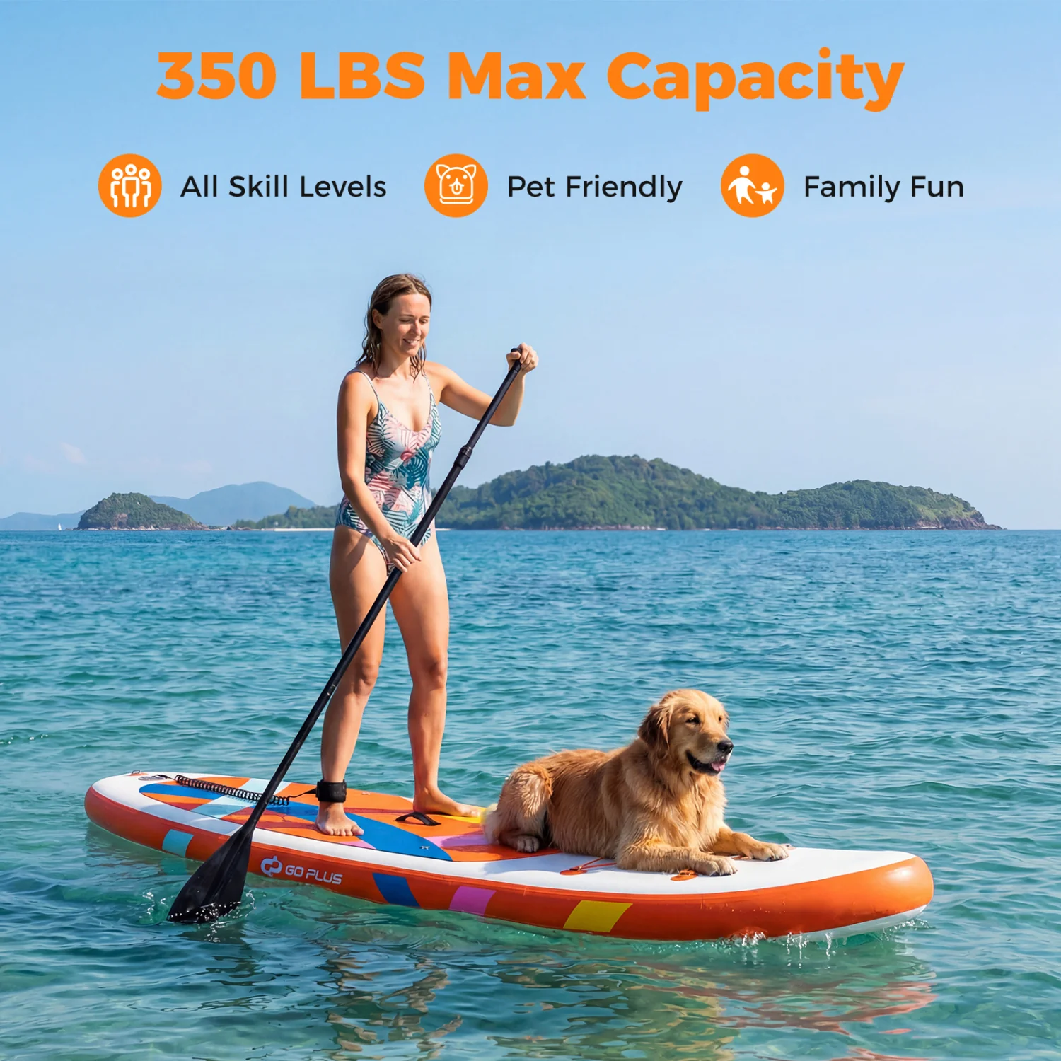 11' Inflatable Stand Up Paddle Board, With Backpack, Orange - Image 4