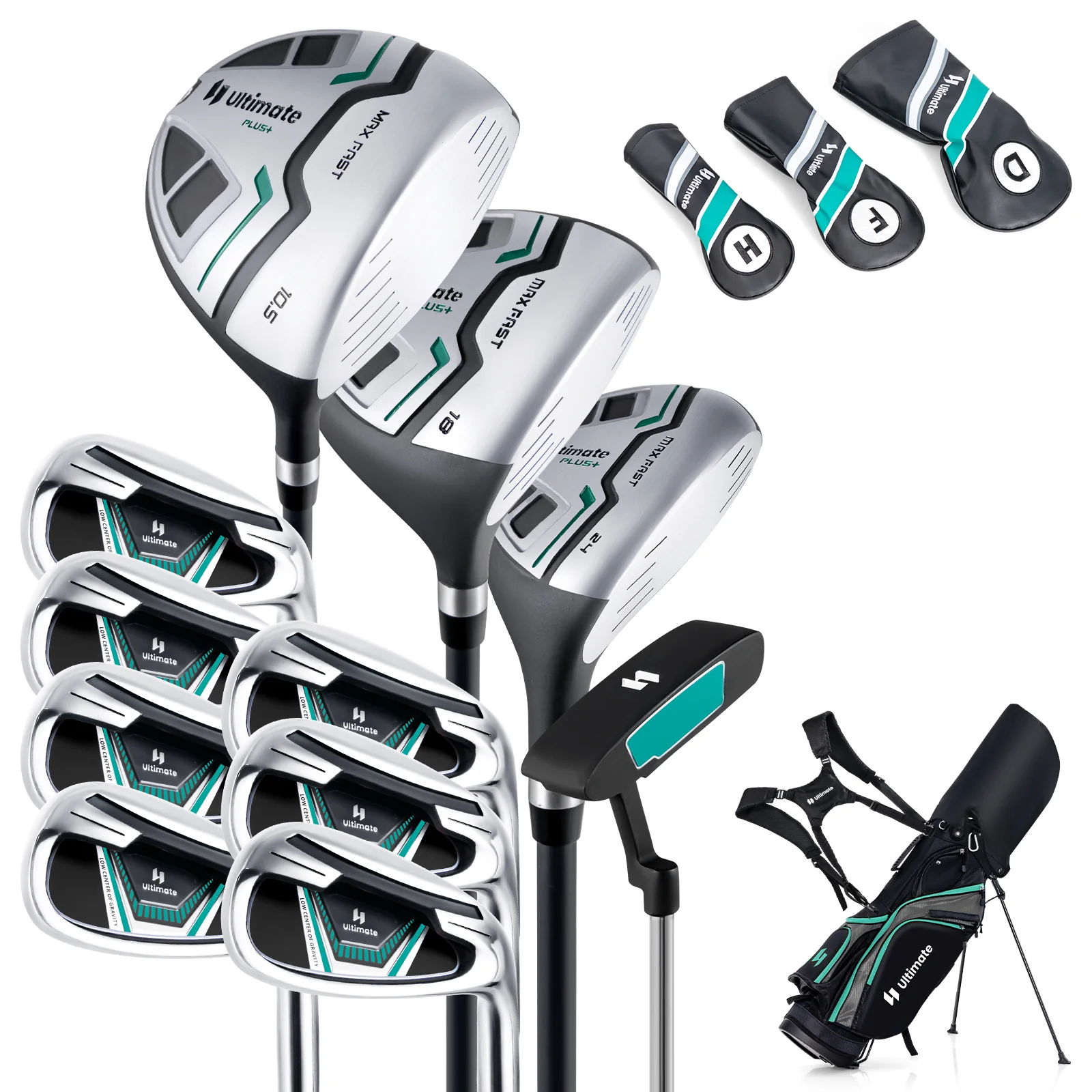 11 Piece Golf Club Set, Green