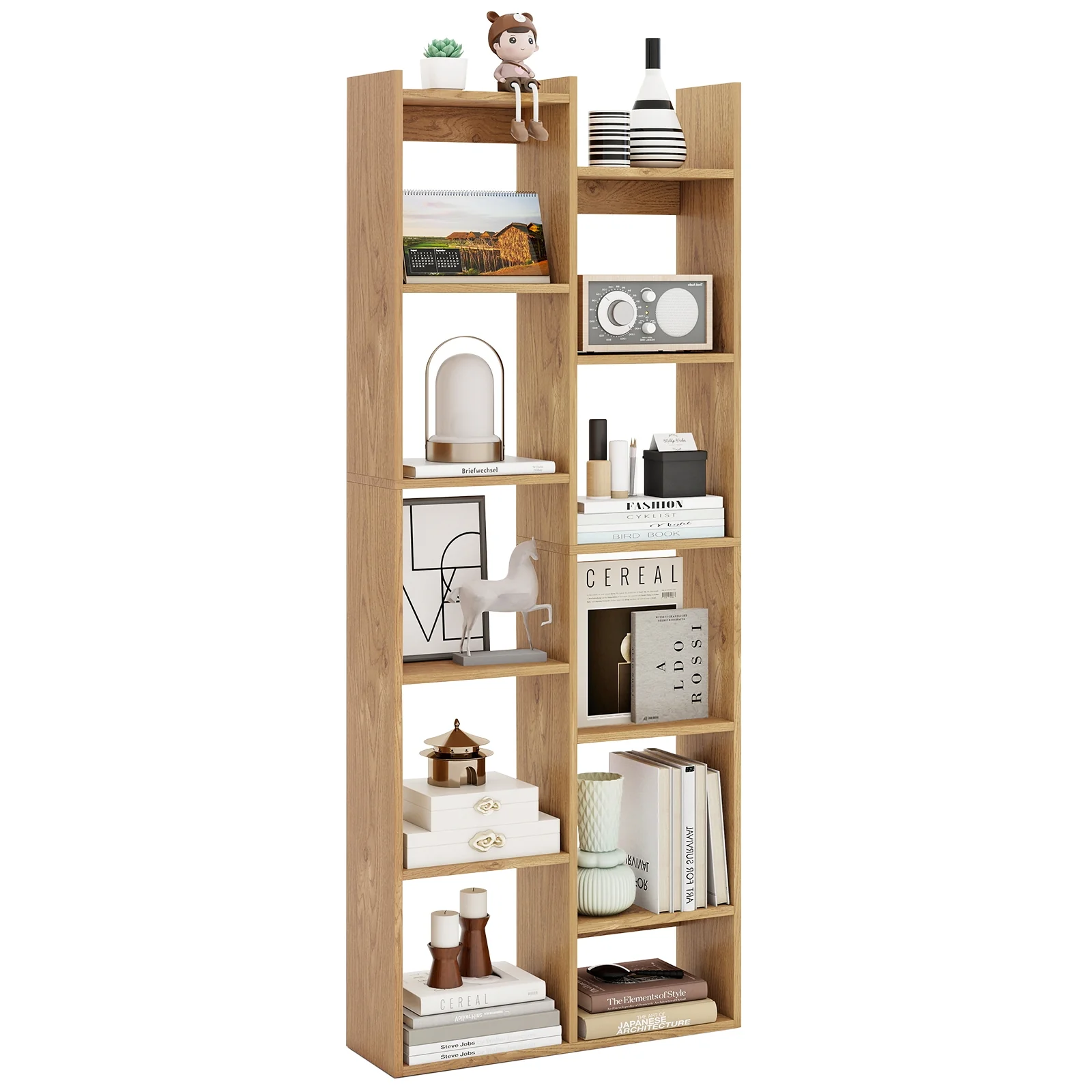 11-Tier Book Organizer Bookcase, Anti-Tipping Kits, Natural - Image 5
