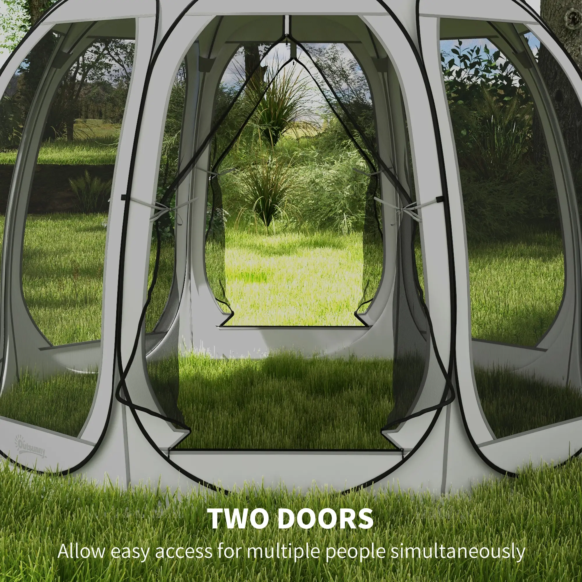 11' x 11.5' Screen Tent, Pop Up Camping Gazebo, Grey - Image 5
