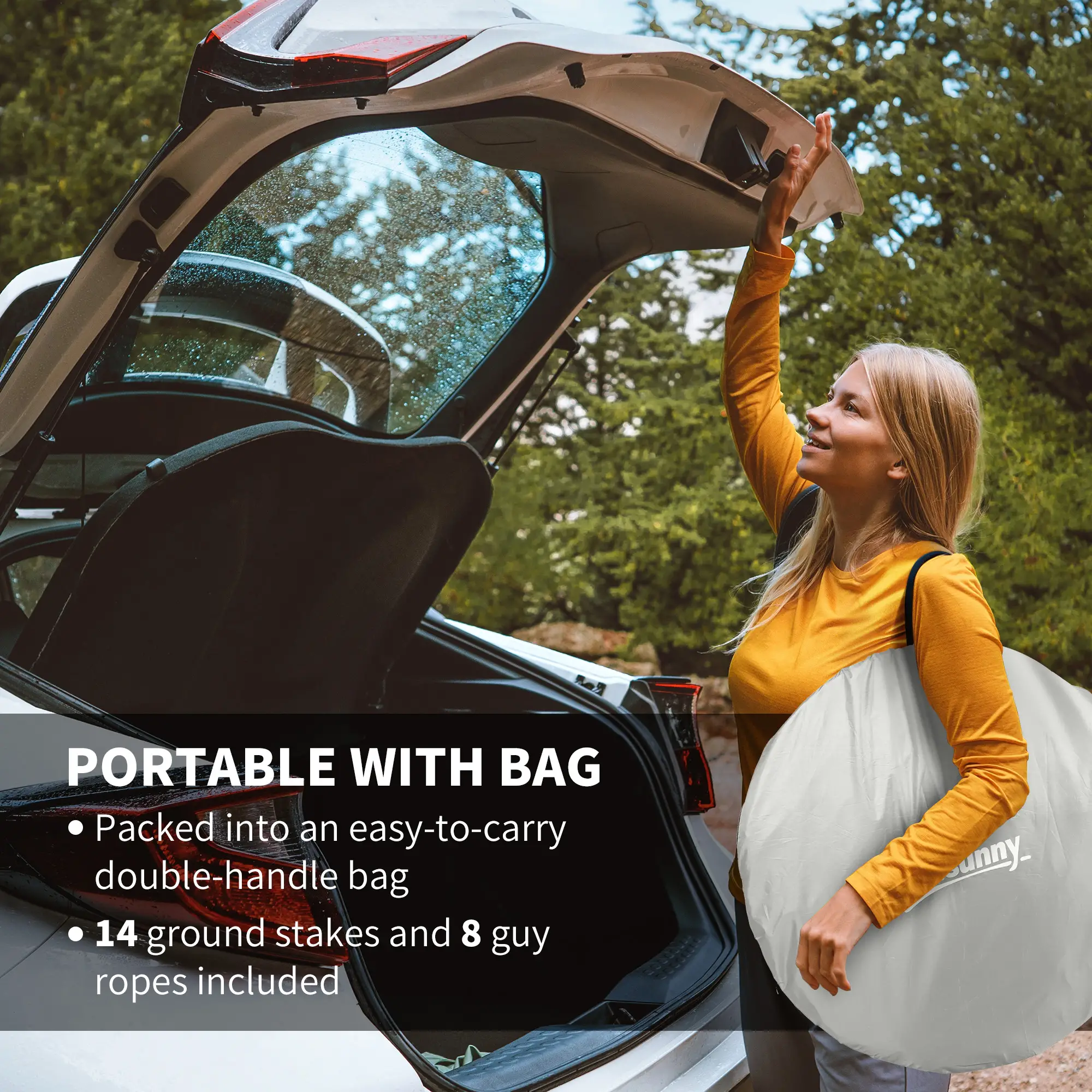 11' x 11.5' Screen Tent, Pop Up Gazebo, Portable Carry Bag, 2 Doors, Beige - Image 6
