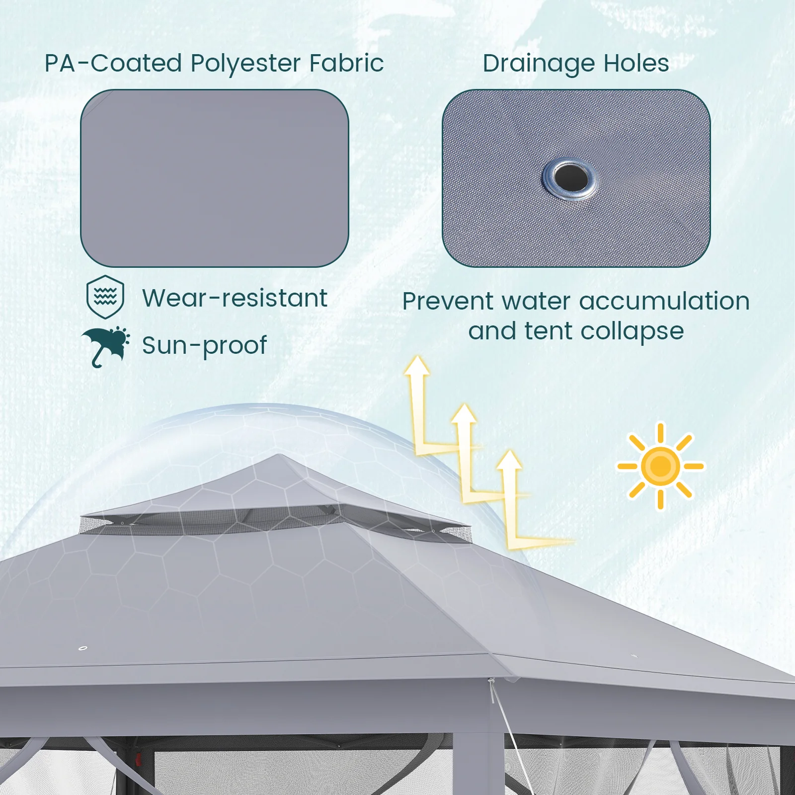 11 x 11 Feet 2-Tier Pop-Up Gazebo Tent Portable Canopy Shelter Carry Bag Mesh, Gray - Image 8