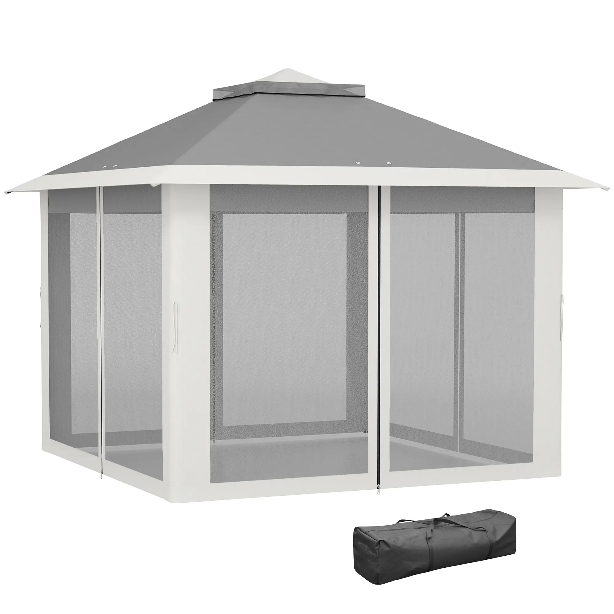 11' x 11' Pop Up Gazebo, Double Roof Foldable Canopy Tent, Dark Grey