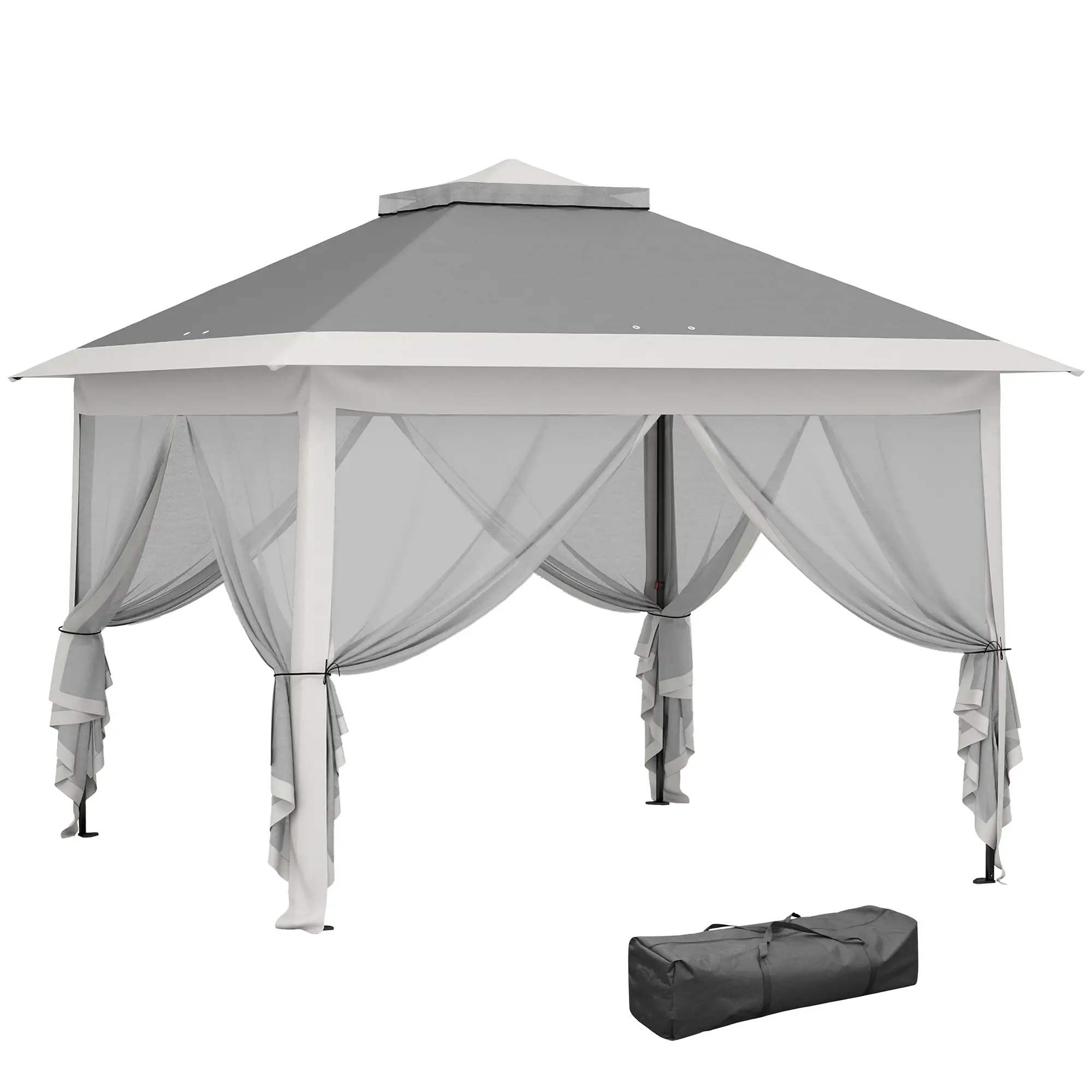 11' x 11' Pop Up Gazebo, Double Roof Foldable Canopy Tent, Dark Grey - Image 11