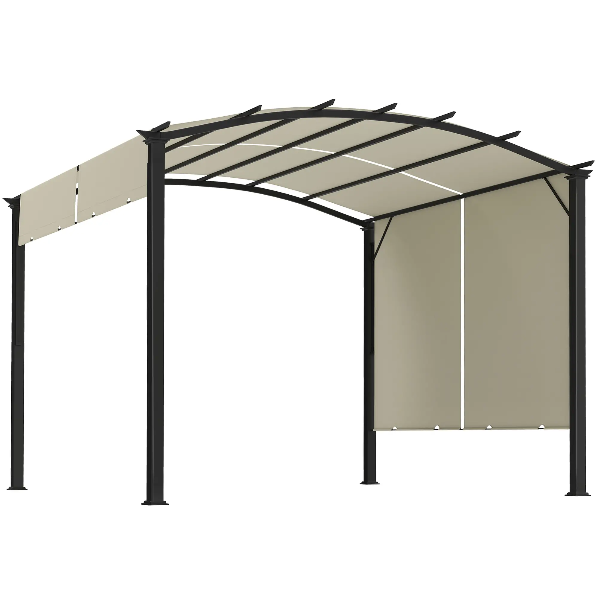 11' x 11' Retractable Pergola Canopy, Patio Backyard, Beige - Image 11