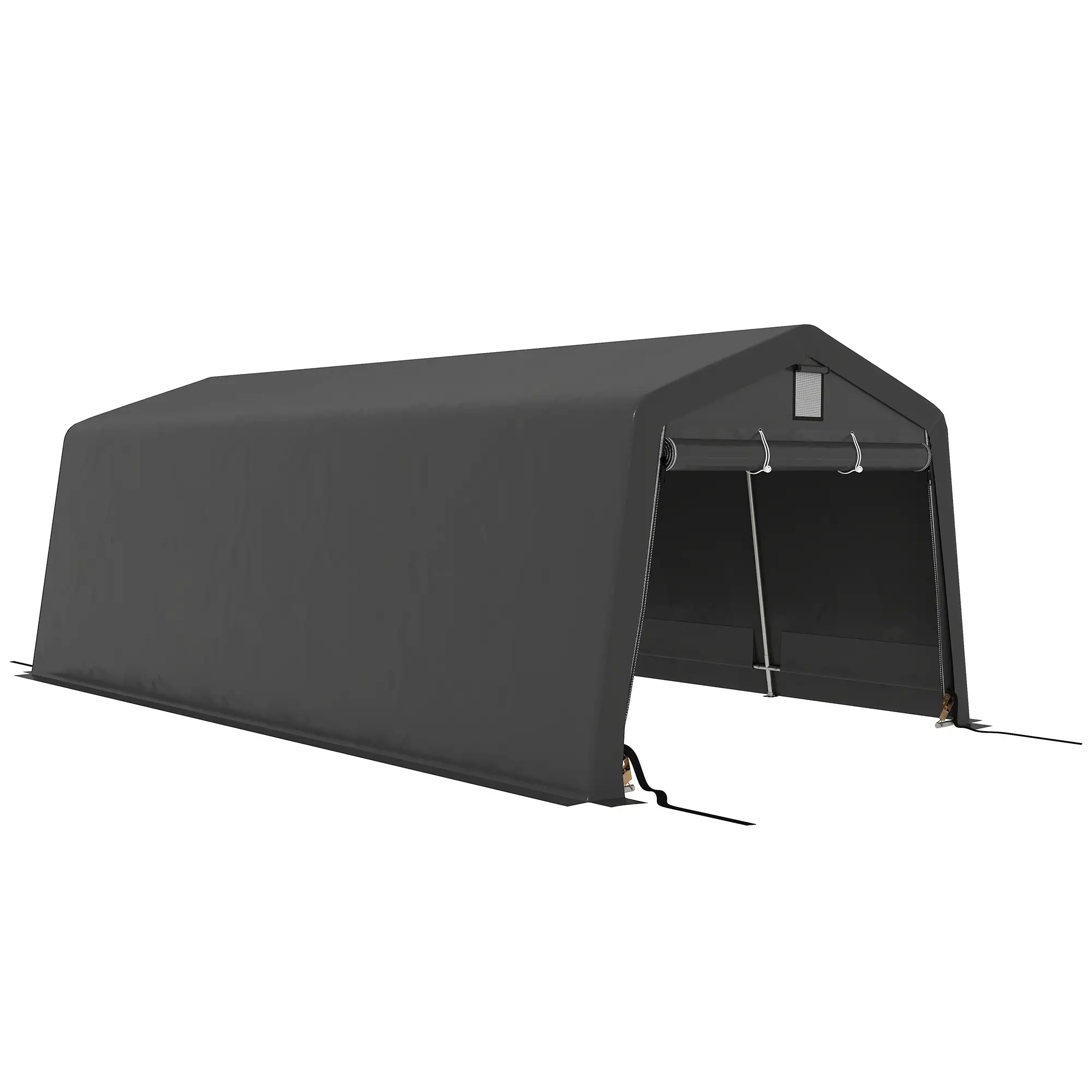11' x 20' Portable Garage, Heavy Duty Carport Canopy, Dark Grey - Image 11