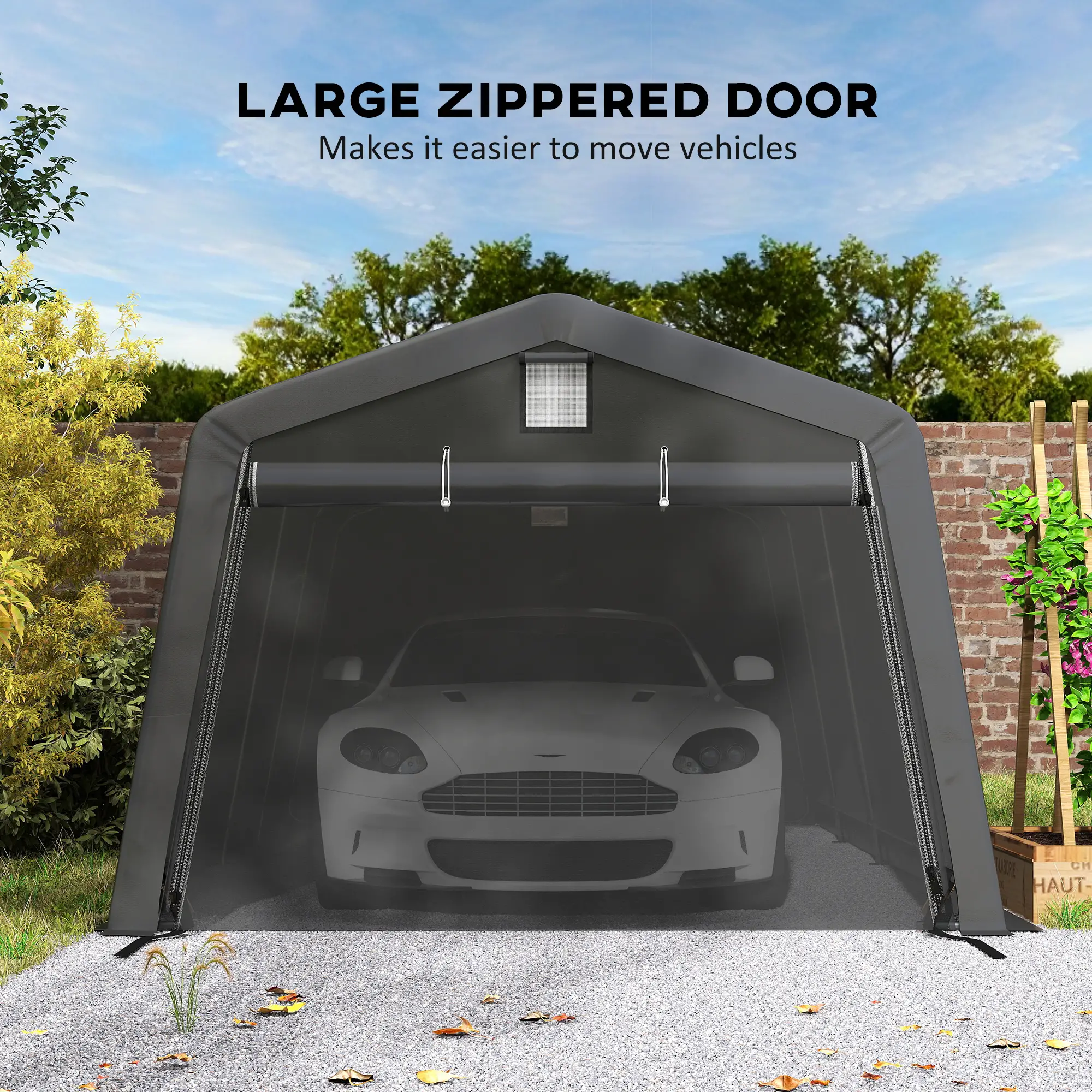 11' x 20' Portable Garage, Heavy Duty Carport Canopy, Dark Grey - Image 6