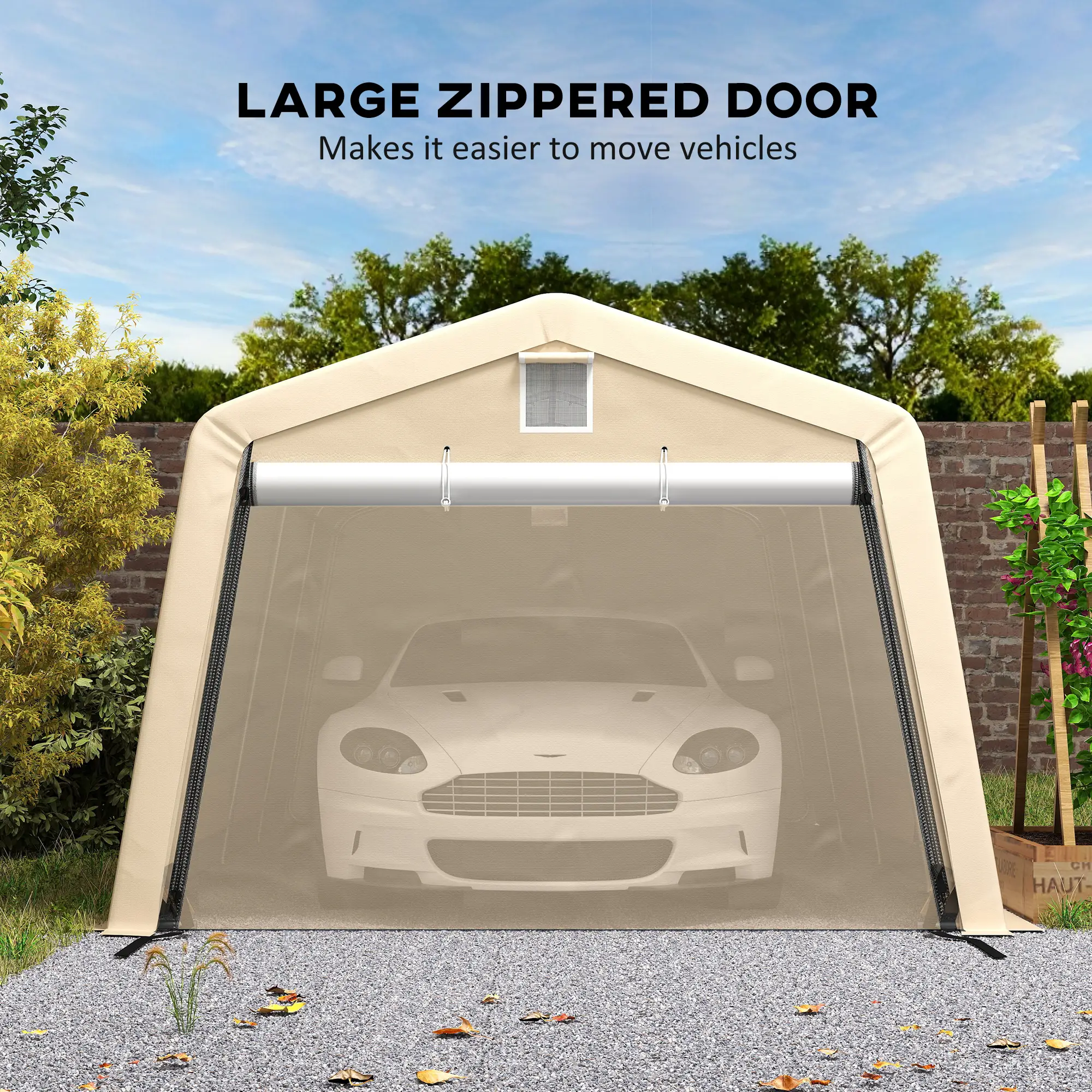 11' x 20' Portable Garage, Heavy Duty Carport Canopy, Khaki - Image 6