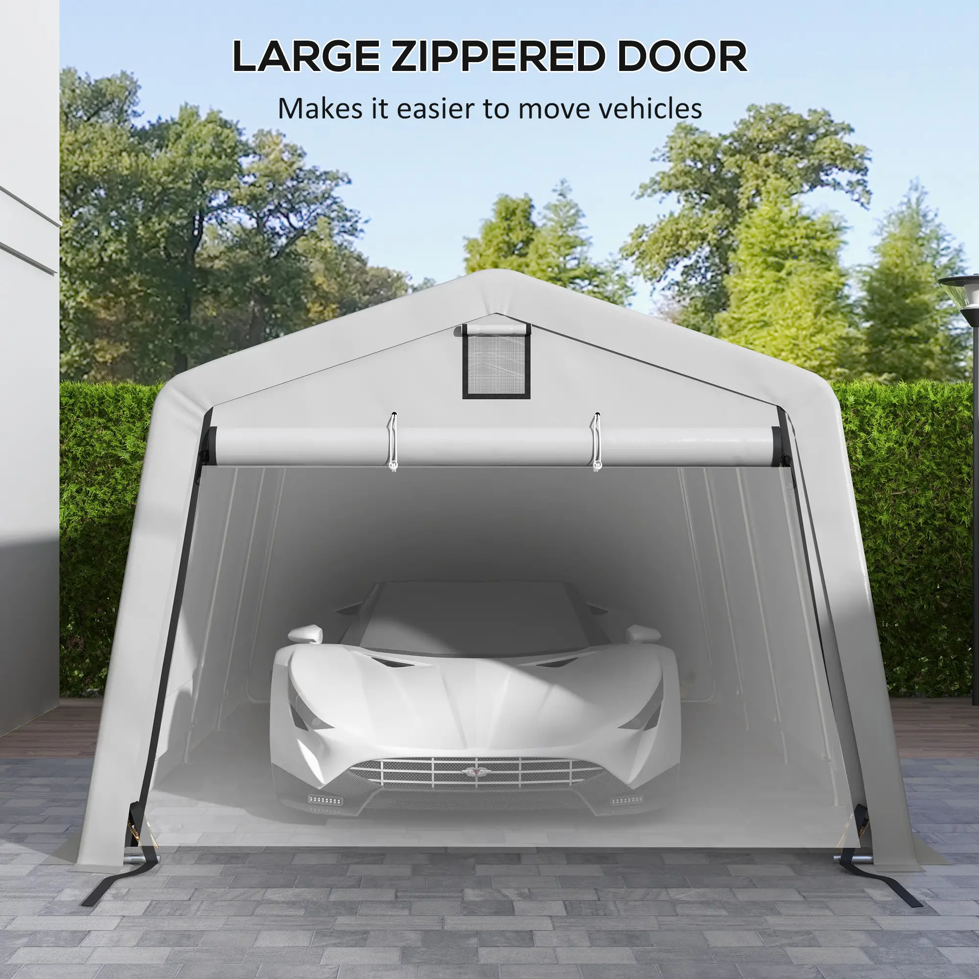 11' x 20' Portable Garage, Heavy Duty Carport, Grey - Image 6