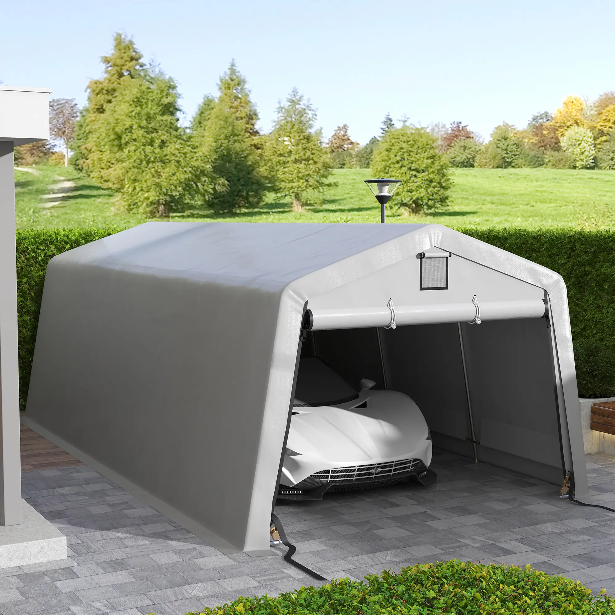 11' x 20' Portable Garage, Heavy Duty Carport, Grey - Image 8
