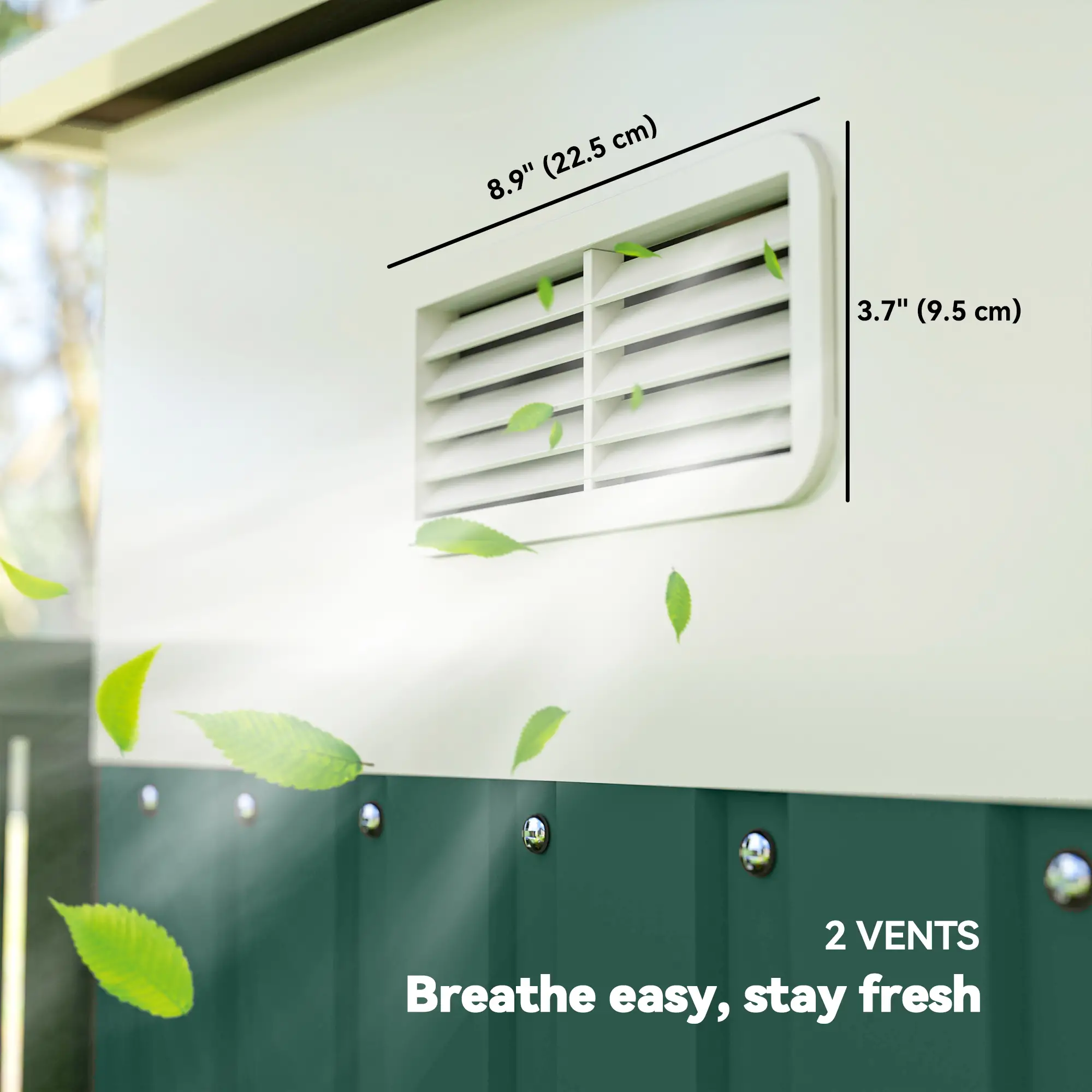 11' x 9' Steel Garden Storage Shed, Outdoor Metal Tool House, Green - Image 10