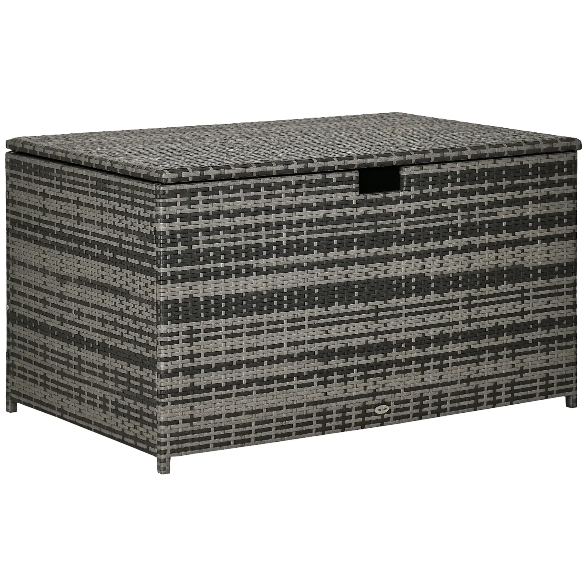 113 Gallon Outdoor Storage Box, Rattan Deck Box, Grey - Image 11