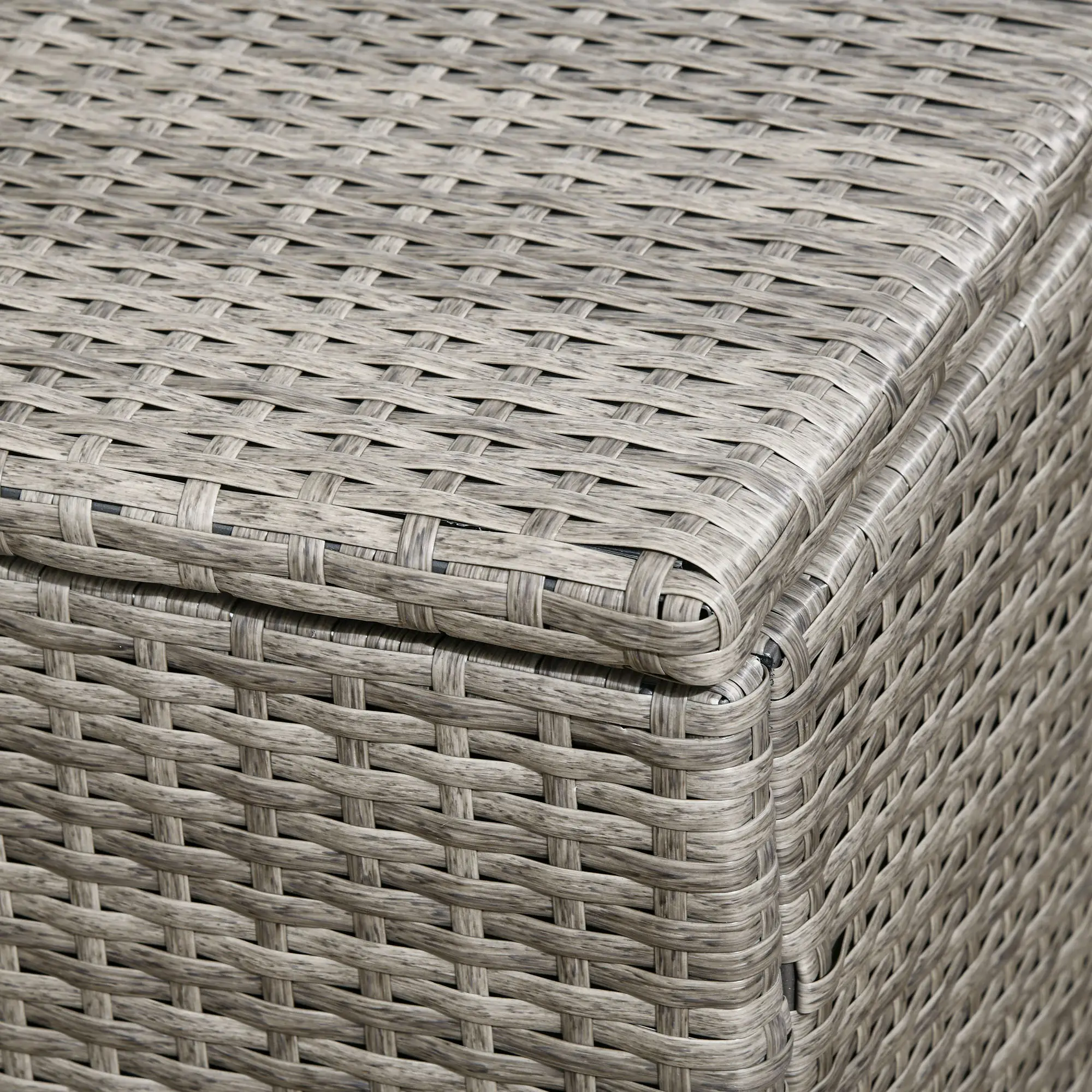 113 Gallon Outdoor Storage Box, Rattan Deck Box, Mixed Grey, Grey - Image 10